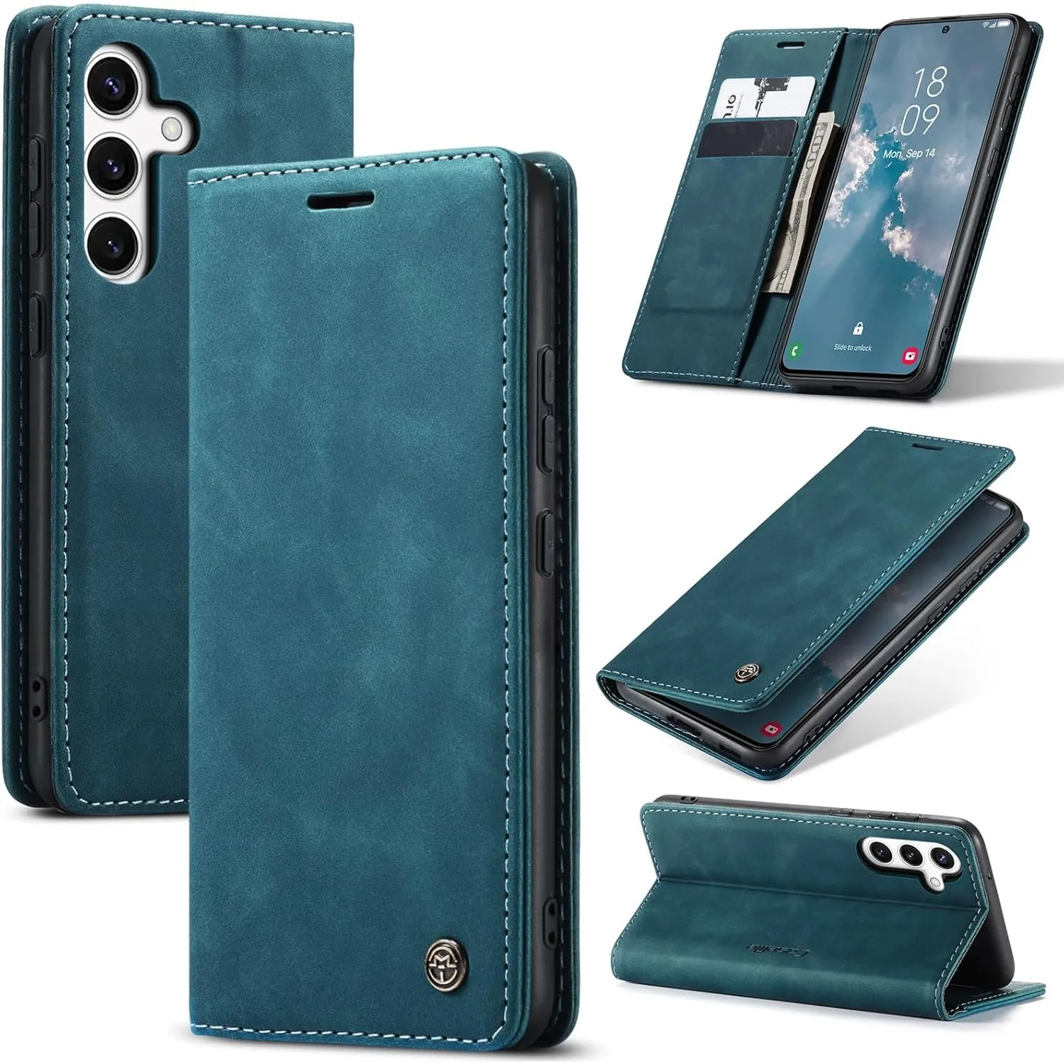 Handyhülle für Samsung Galaxy S25 FE 5G Hülle Premium Lederhülle Flip Case Magnet Tascher Kartenfach Standfunktion Klap…