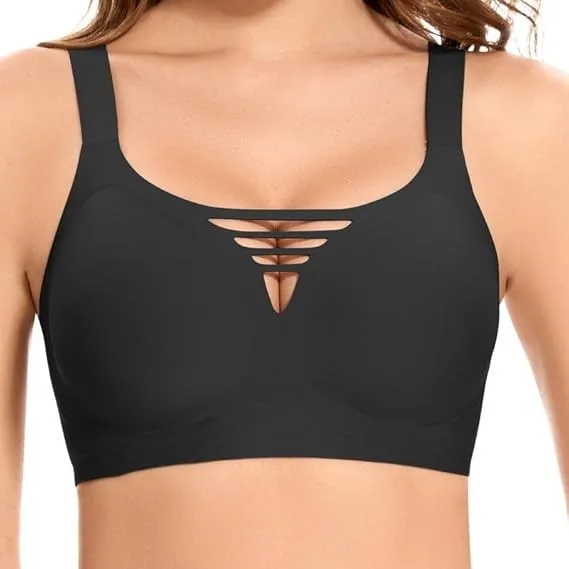 Jiuday Damen BH ohne Bügel Große Brüste Starker Halt Push Up BH ohne Buegel Bequemer Seamless T Shirt Soft Bra Gepolste…