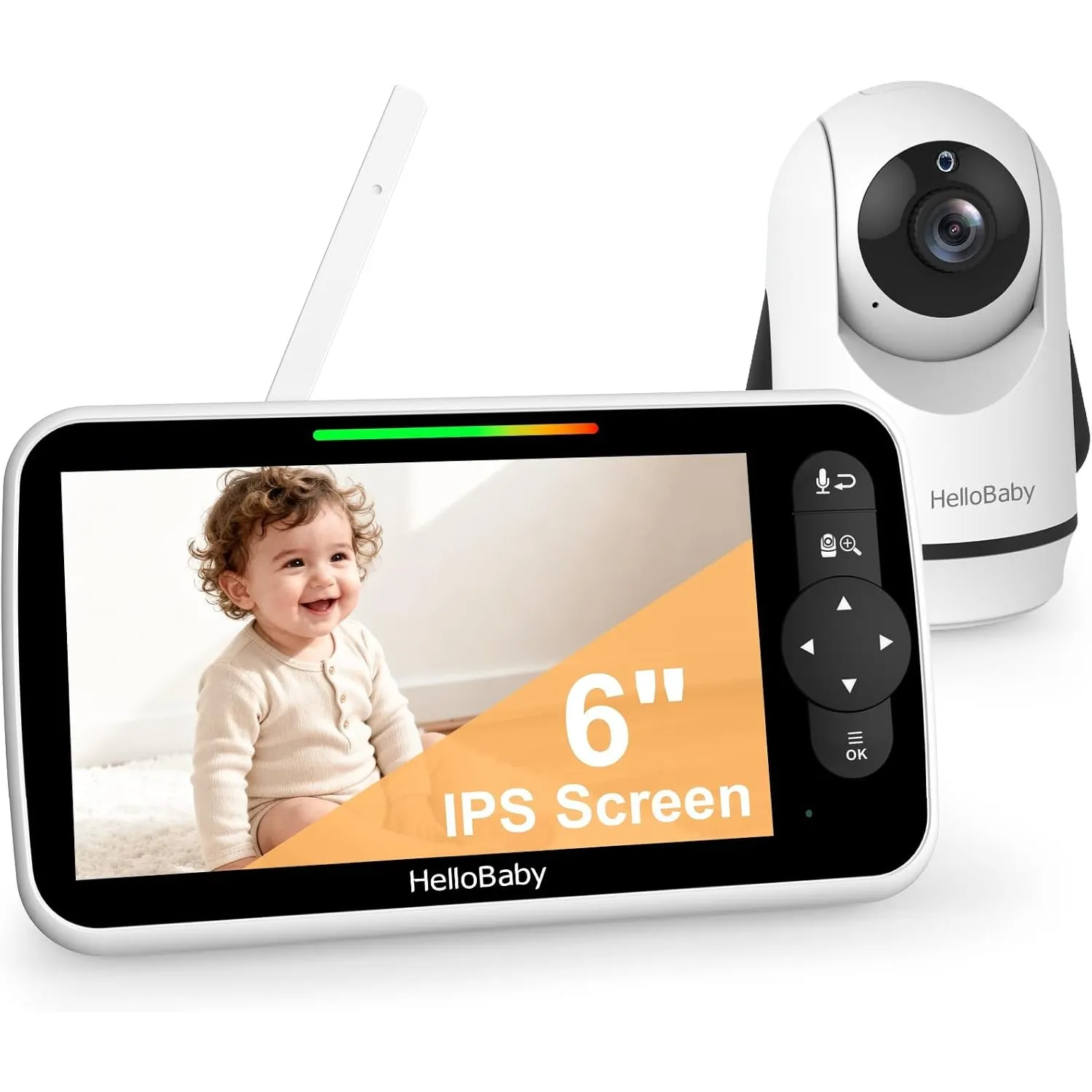 HelloBaby 6 Zoll Babyphone mit Kamera, Babyfon ohne WLAN mit 4000-mAh-Akku