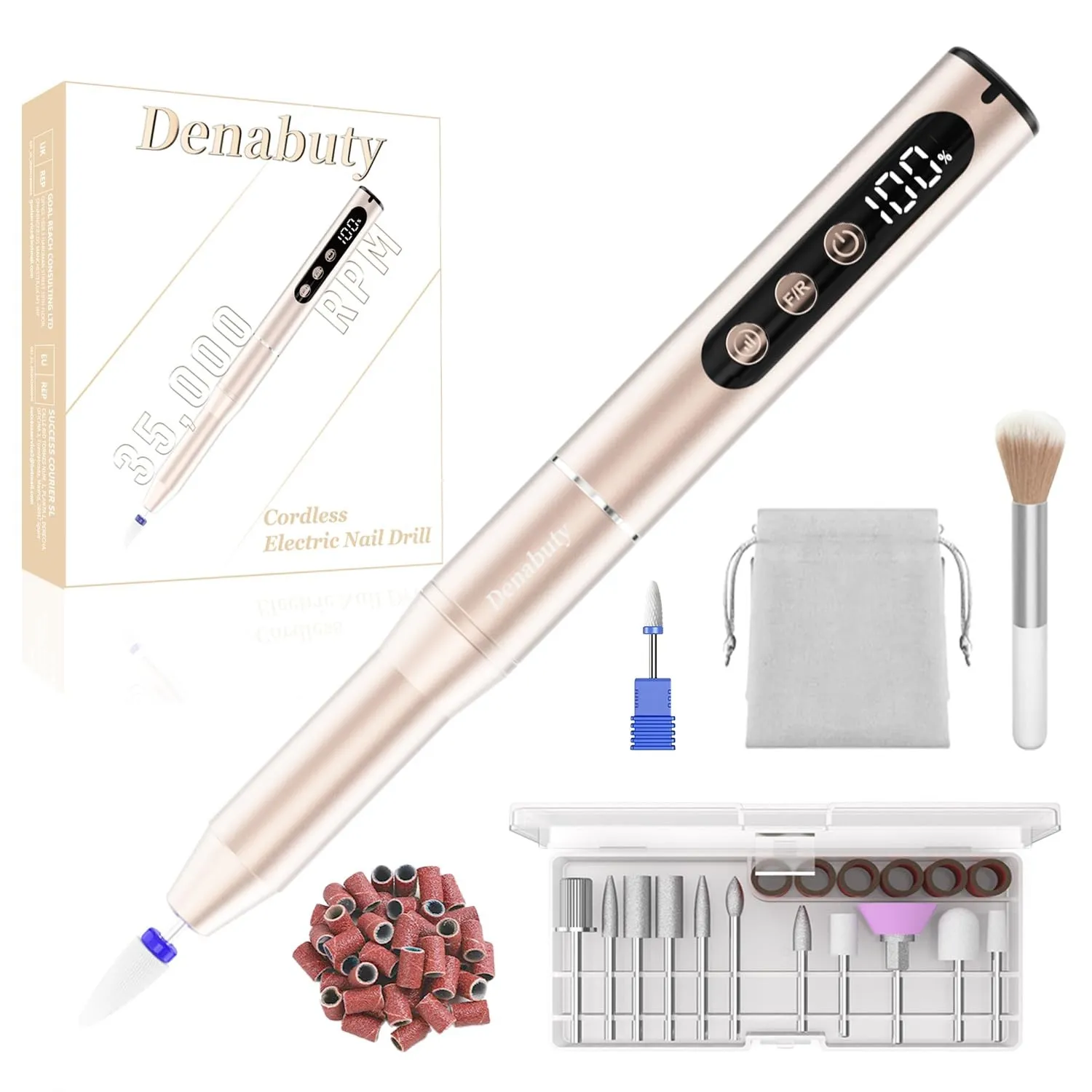 Nagelfräser Kabellos 35000 U/Min, Elektrische Nagelfeile 12 in 1 | Fräser Nägel Professionell Nail Drill, Nagelfräser f…
