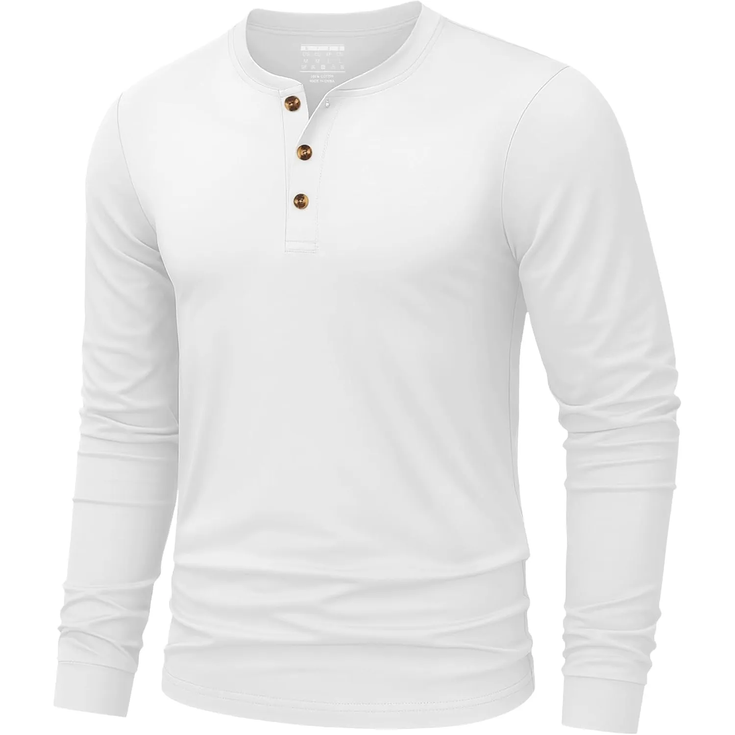 TACVASEN Herren Henley Shirt Baumwolle Langarmshirt Basic mit Knopfleiste