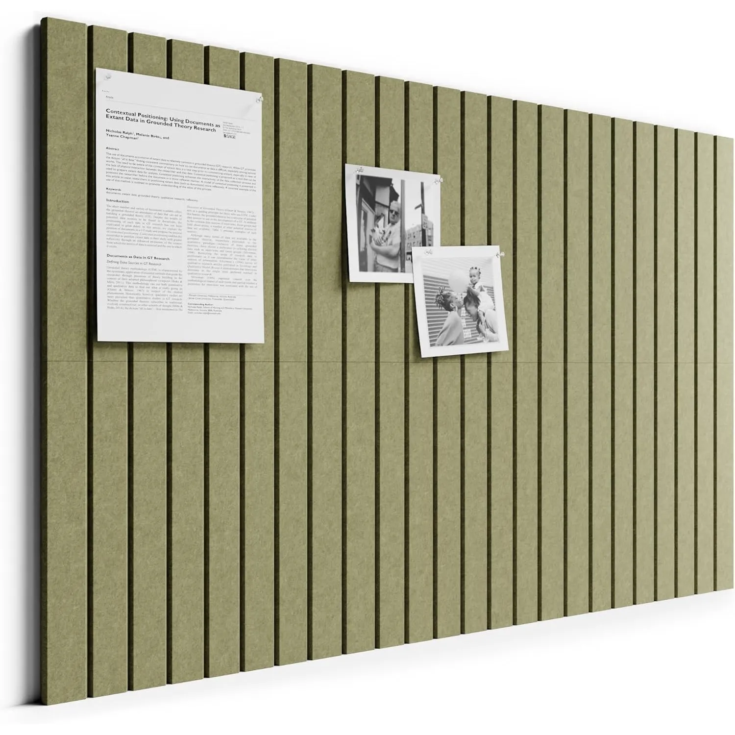 Bumusty Große Filz Pinnwand 90 x 60 cm, 6er-Pack, Olivgrün | Pinnwand Modern Korktafel-Alternative mit 32 Klebepads, Vi…