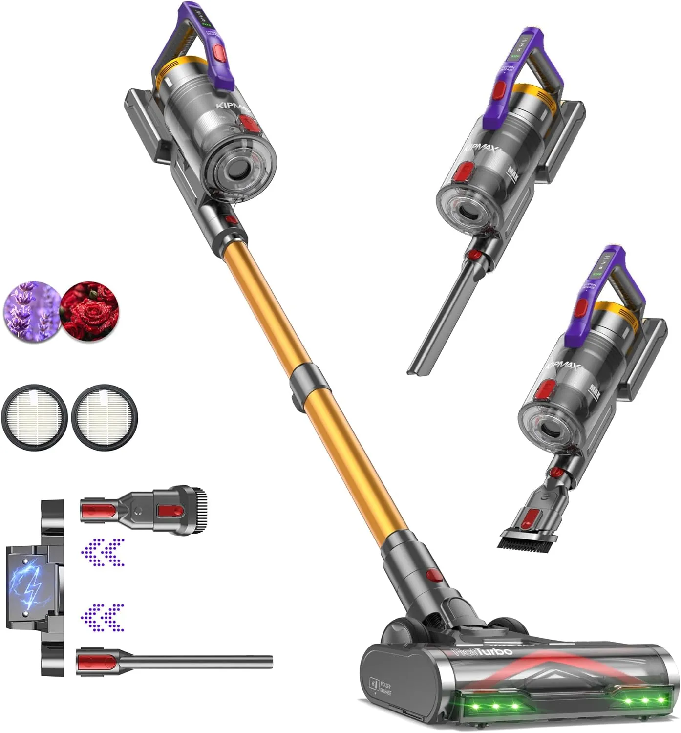 KIPMAX Akku Staubsauger 50000Pa/550W/70Min,1.5L Staubsauger Kabellos mit Display,Anti-Tangle-Bürste,7-Schicht-Filtra & …
