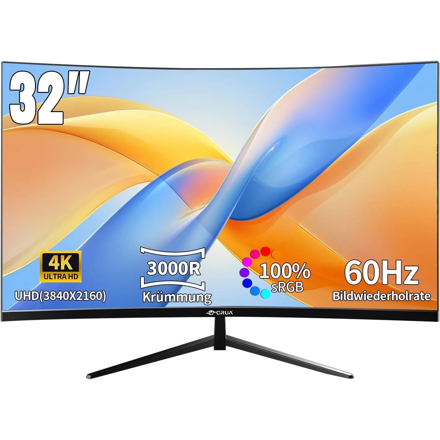 CRUA 32" 4K 60Hz UltraWide 3000R Curved 4K UHD Monitor - Immersive Gaming Experience with Refresh Rate, VA Panel, and A…