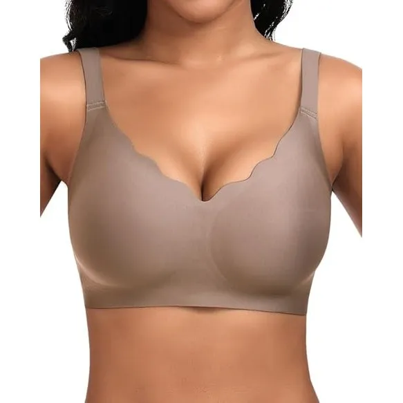 Jiuday BH Damen ohne Bügel Große Brüste Nahtloser Push Up BH Soft Bequemer Seamless Bra T Shirt Bügelloser Gepolstert K…