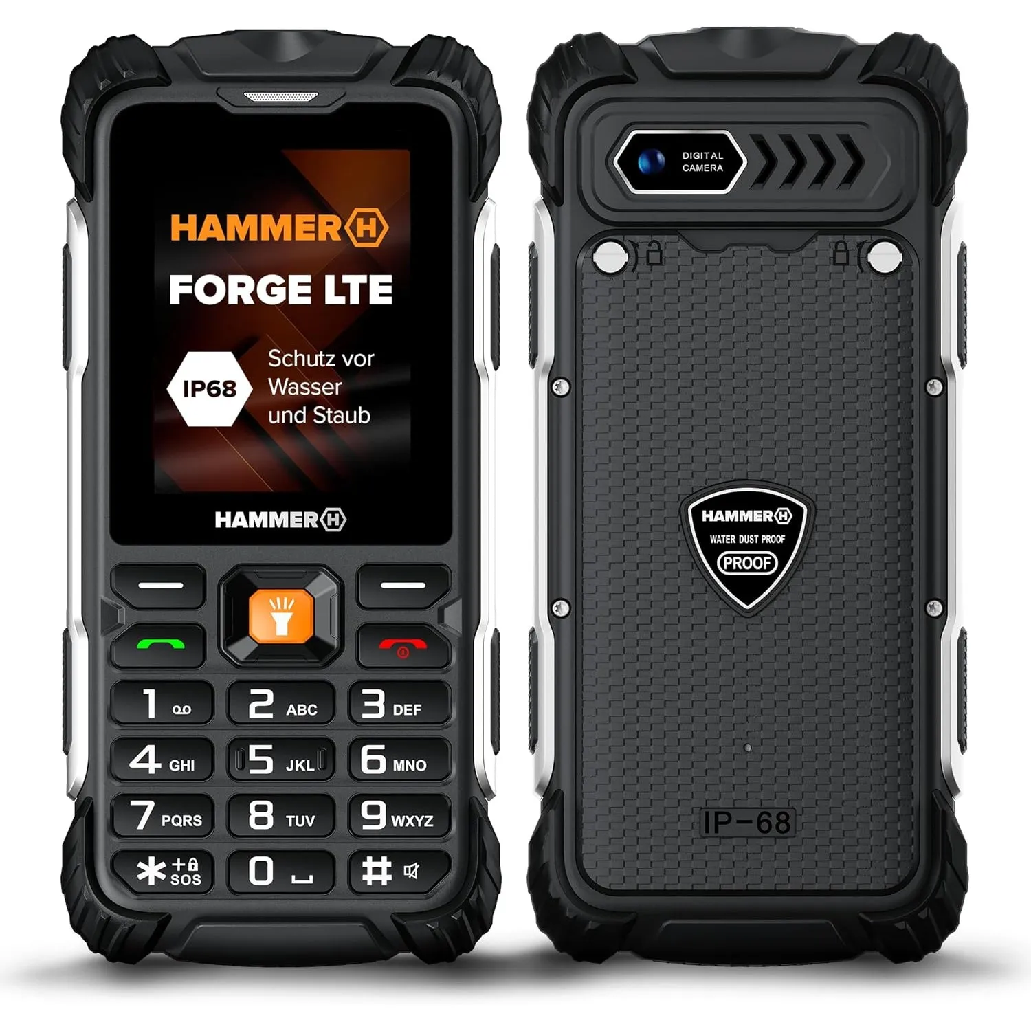 Hammer H Forge LTE Outdoor Handy ohne Vertrag, 3000mAh Akku, 32 GB, 2,4" IPS Display, große Tasten, Taschenlampe, 2 MP …