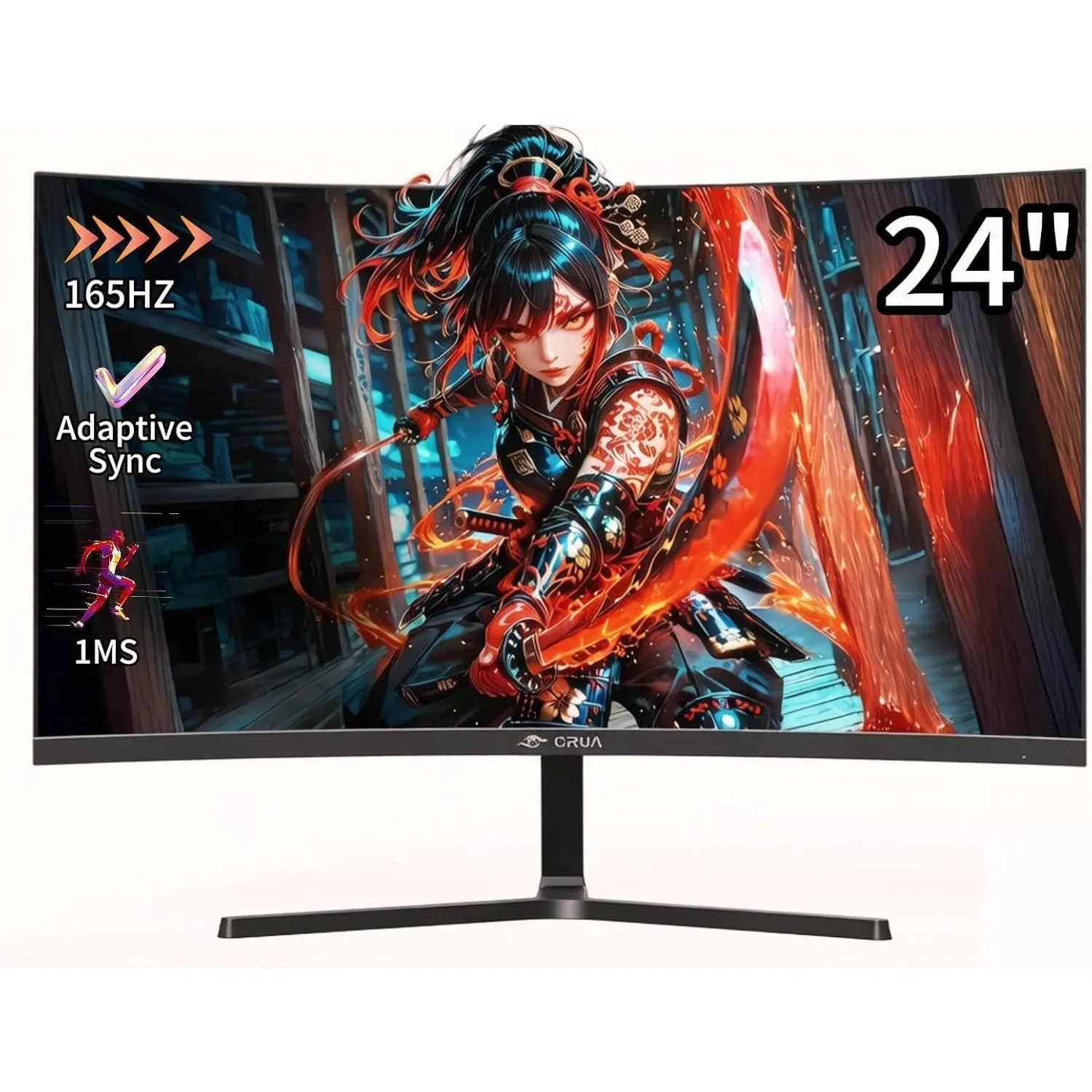 CRUA 24 165Hz Gaming-Monitor, Curved FHD 1920 x 1080P, integrierte Lautsprecher, 120% sRGB-Farbraumabdeckung, AMD FreeS…