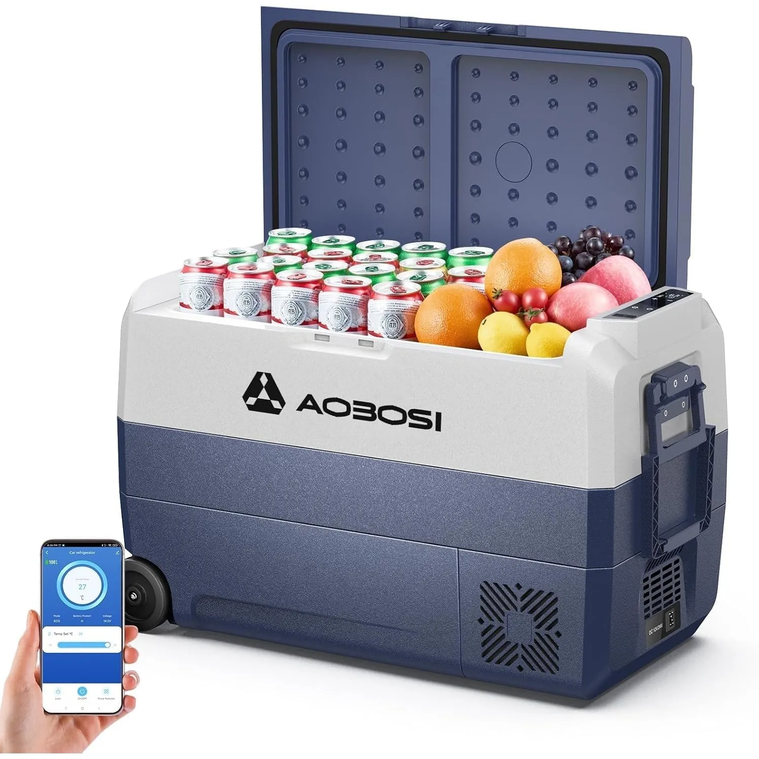 AAOBOSI Kompressor Kühlbox 50L mit APP, -20°C bis 20°C, Dual Zone, 12V 230V | Kompressor-Kühlbox -20°C bis 20°C, APP-Fe…