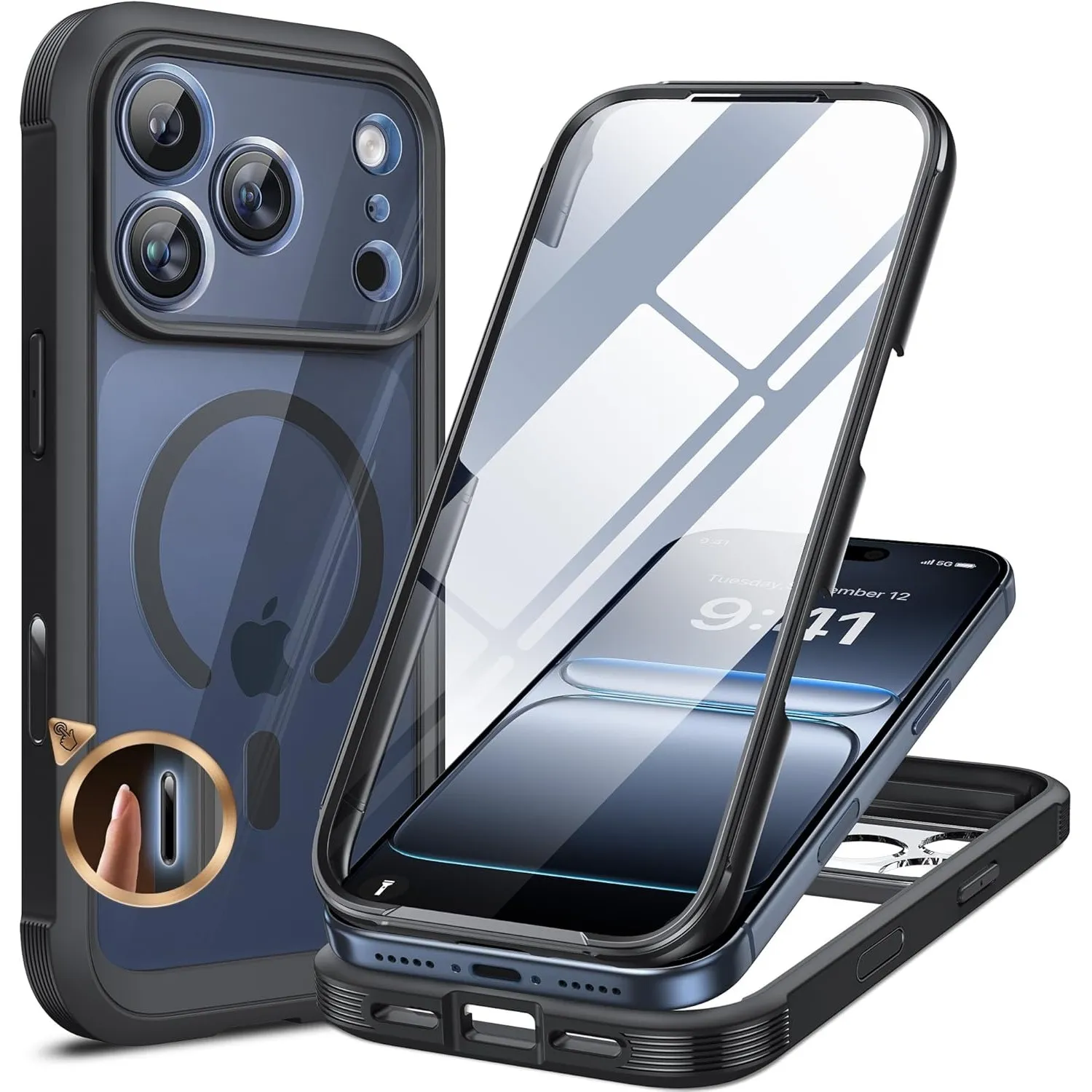 Miracase für iPhone 17 Pro Max Hülle für MagSafe, 360° Ganzkörper-Stoßfest