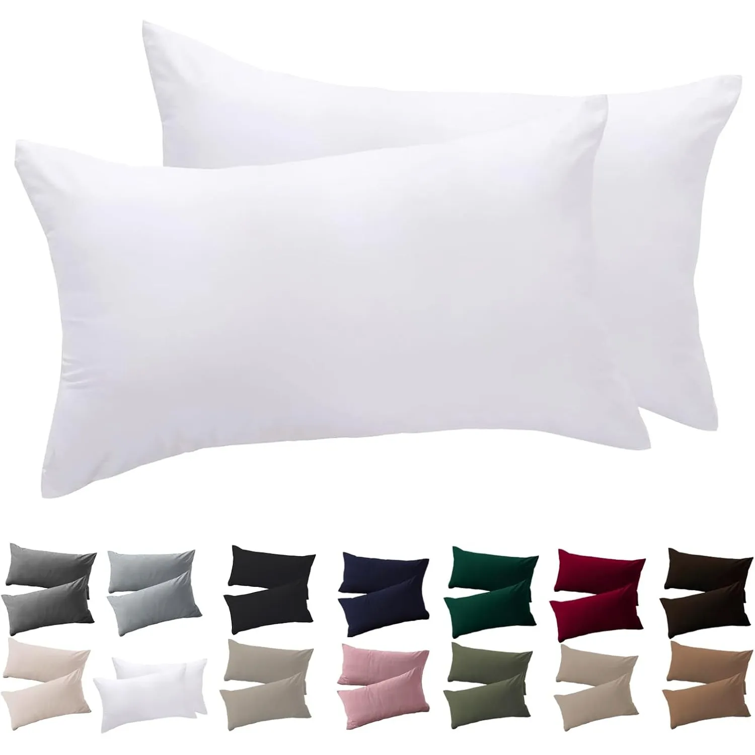 Soifox Kissenbezug 50 x 70 2er Set - Kopfkissenbezug 50x70 Weiß 100% Mikrofaser bügelfrei & knitterfrei mit Reißverschl…