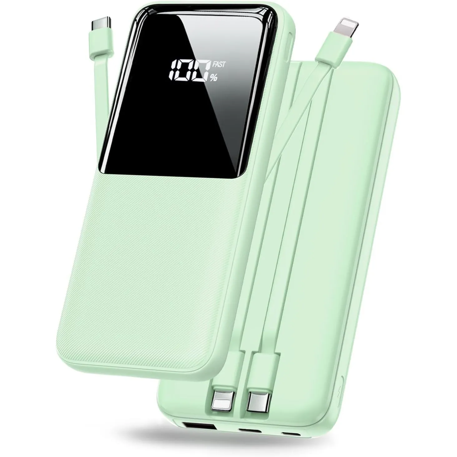 Power Bank Schnellladung, 15000mAh Tragbares Ladegerät, Blassgrün