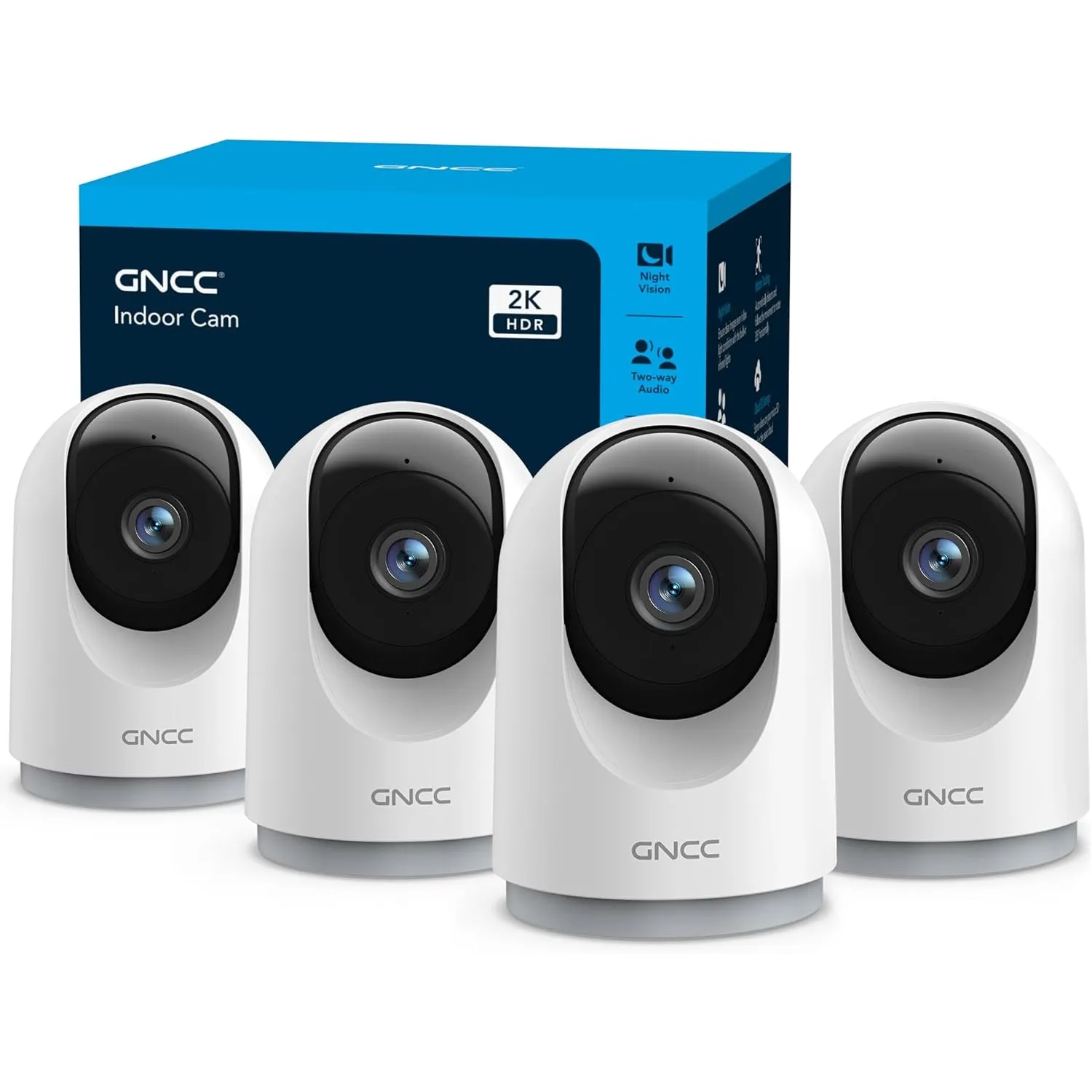 GNCC 2K Überwachungskamera Innen - 360° Kamera Überwachung Innen(4er-Pack)