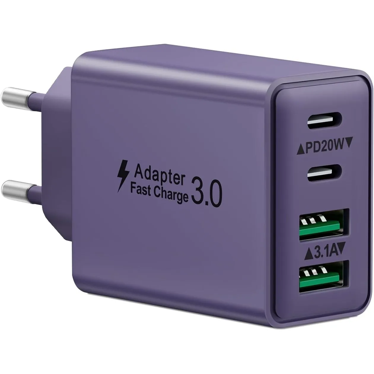 USB C Ladegerät, 40W 4 Ports Schnellladegerät USB Stecker Mehrfach Ladegerät mit PD+QC 3.0, Typ Power Adapter Netzteil …
