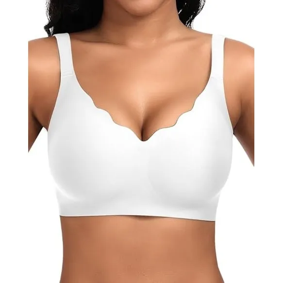 Jiuday BH Damen ohne Bügel Große Brüste Soft Bequemer Jelly Bra Nahtloser Push Up BH Seamless T Shirt Bügelloser Gepols…