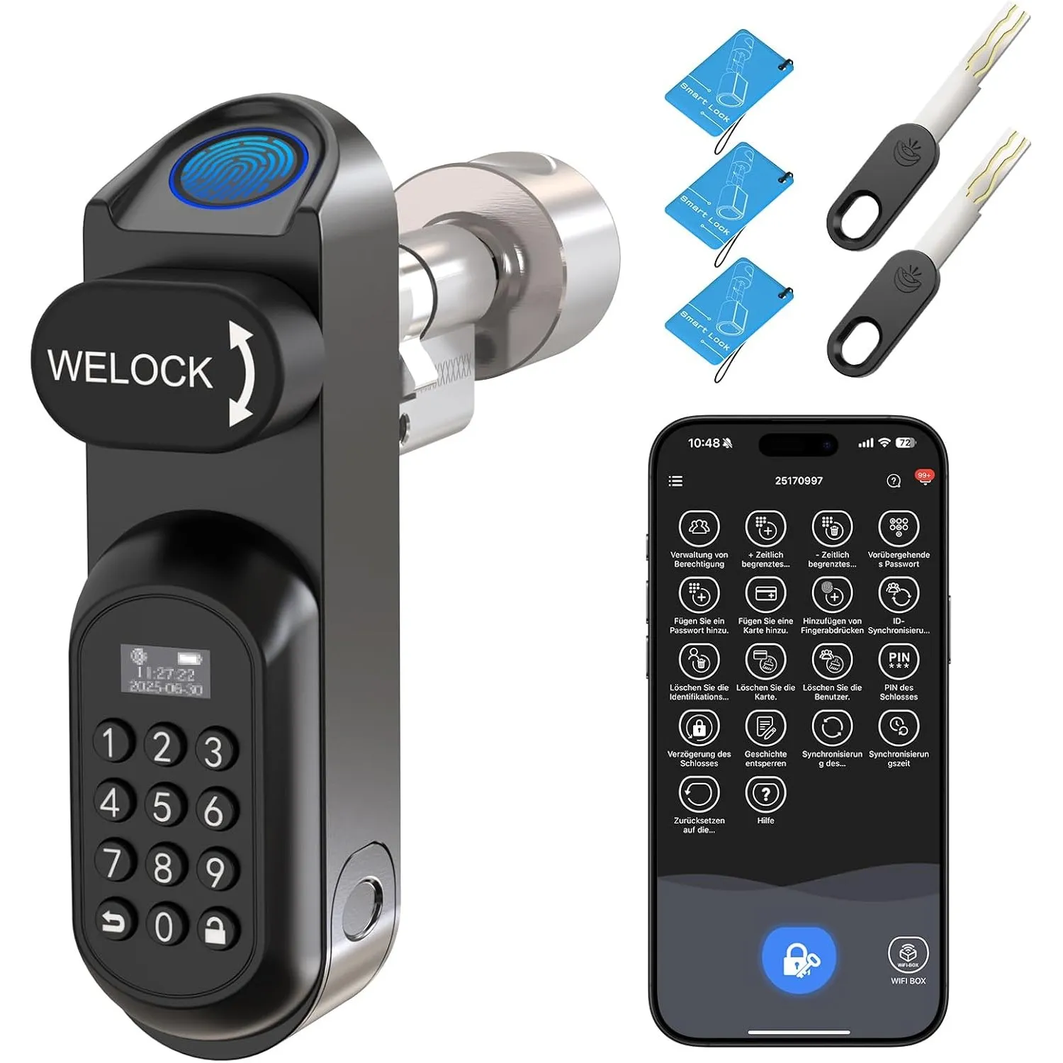 WELOCK U81 Türschloss Fingerabdruck Passwort mit Mechanischer Schlüssel