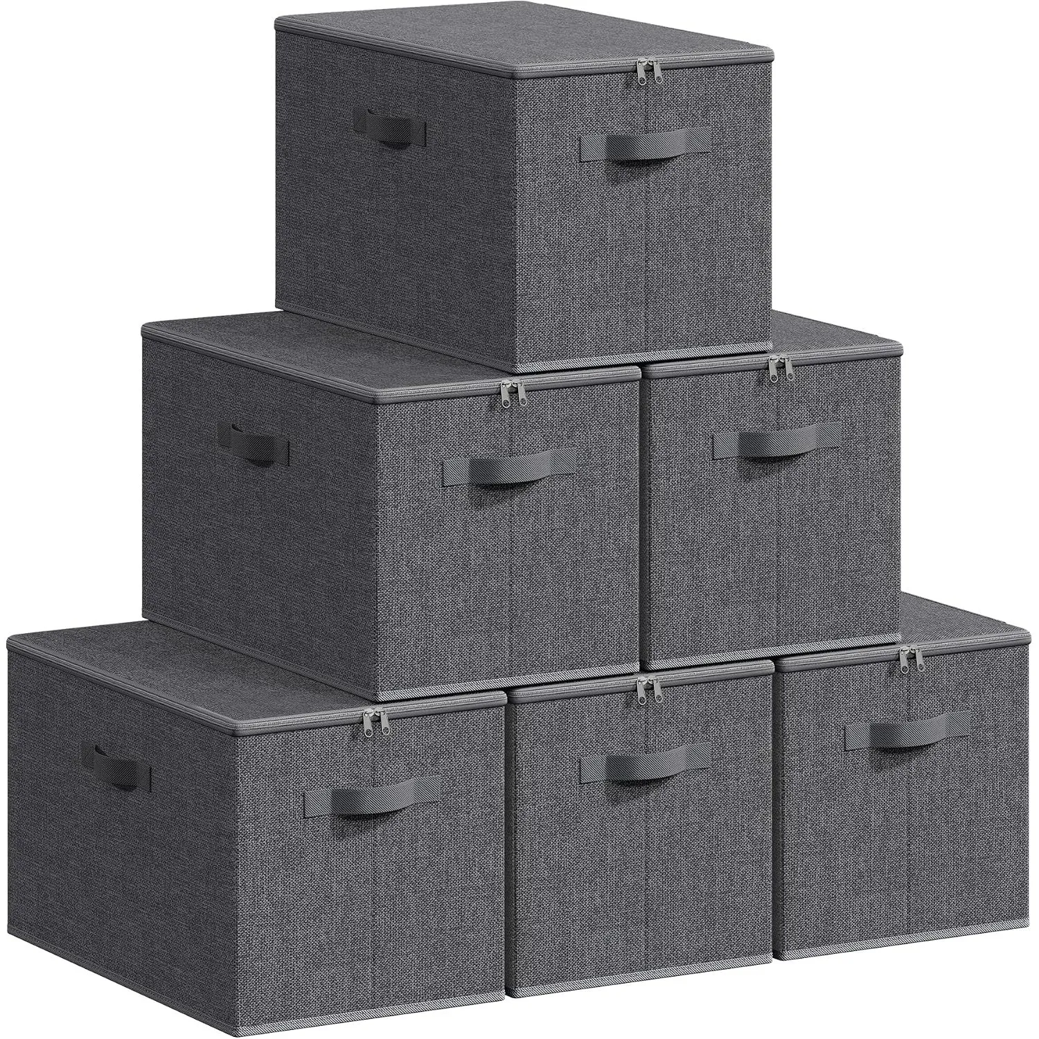 SONGMICS Aufbewahrungsbox mit Deckel, 6er Set, faltbare Stoffbox