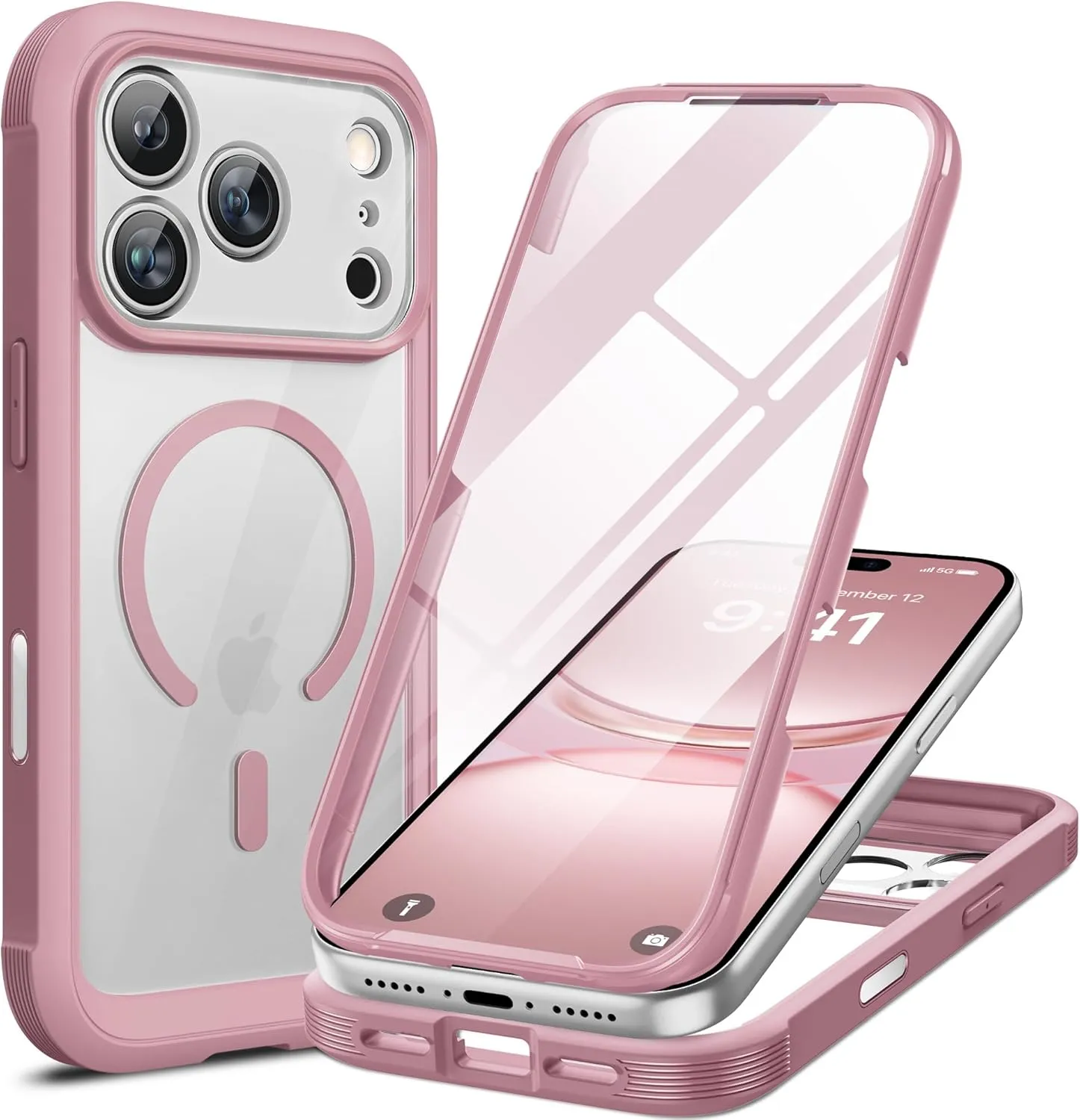Miracase 360 Grad für iPhone 17 Pro Hülle mit Magsafe, Eingebaut Glas Schutzfolie, Komplettschutz HandyHülle Magnetisch…