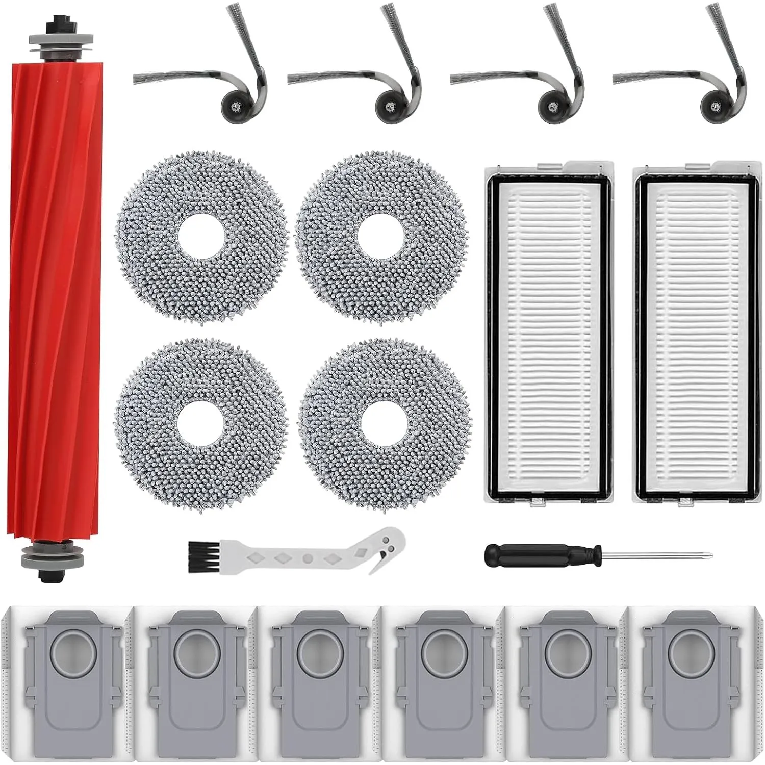 Zubehör Ersatz für Roborock QV 35A / QV 35S / QR 598 / QR 798 Saugroboter – 1 Hauptbürste,6 Staubbeutel,4 Seitenbürsten…
