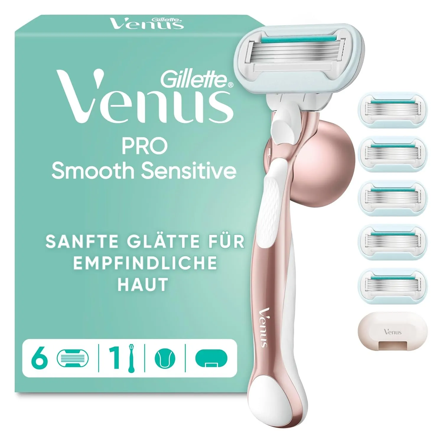 Gillette Venus Pro Smooth Sensitive Rasierer Damen, Metall, Rosegold