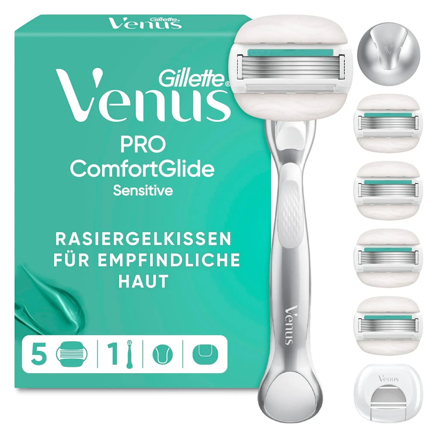 Gillette Venus Pro Comfortglide Sensitive Rasierer Damen, Silber