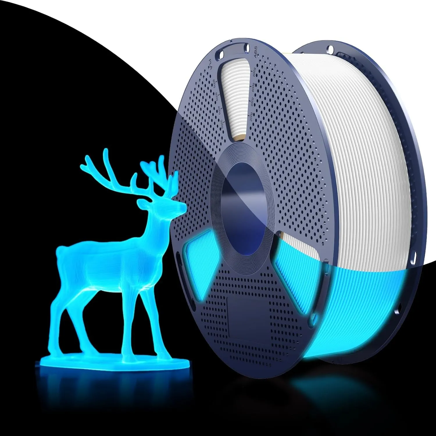SUNLU PETG Glow in The Dark Filament 1.75 mm Weiß to Leuchtend Blau 1KG