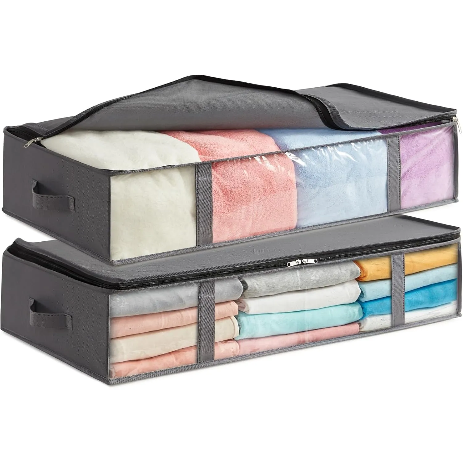 Lifewit 2 Stück 90L Unterbett Aufbewahrungsbox, Faltbare Unterbettkommode