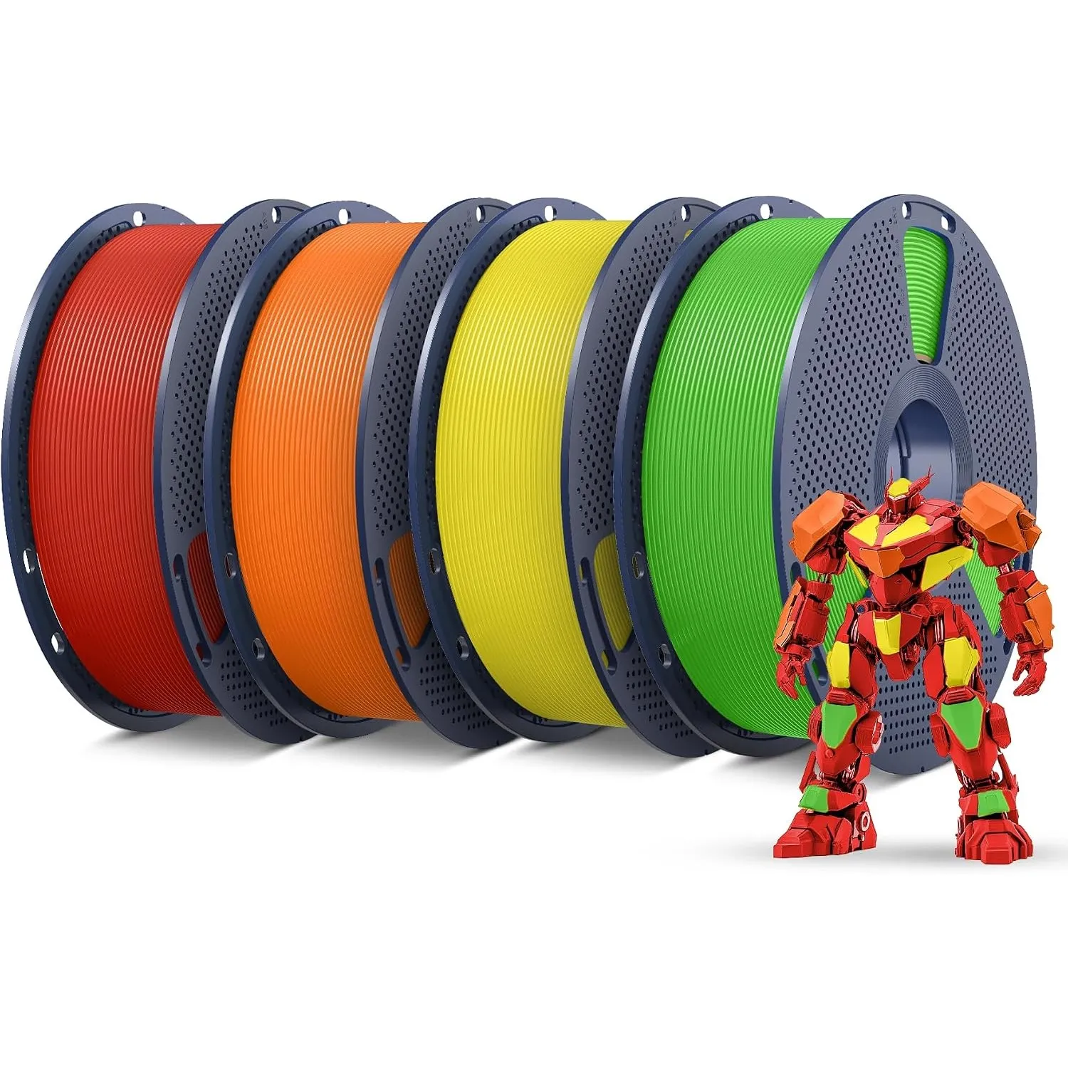 SUNLU 4KG PETG Filament 1.75mm, Orange+Gelb+Rot+Grün