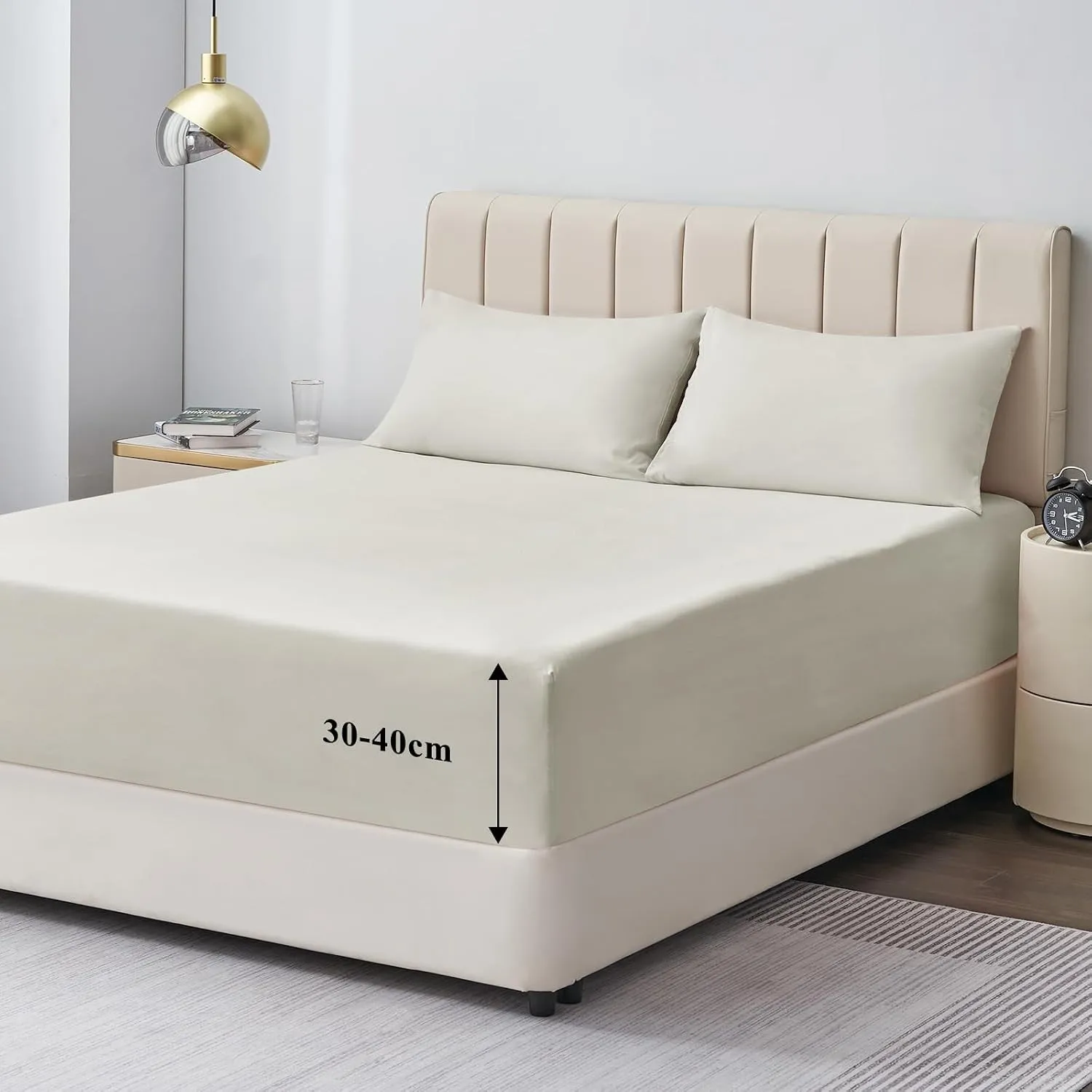 Aisbo Spannbettlaken 200x200cm Bettlaken Boxspringbett - Bett Laken Beige 200x200 aus Premium Mikrofaser, weiches Spann…