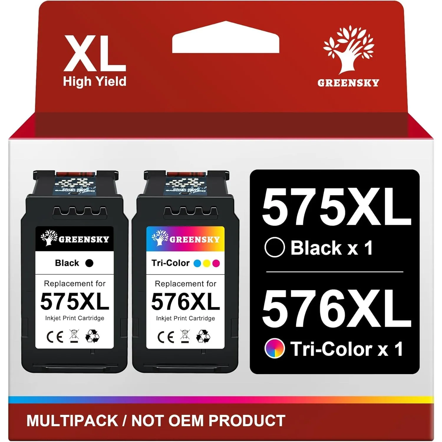 GREENSKY PG-575XL CL-576XL Ersatz-Tintenpatronen für Canon 575 576 | Wiederaufbereitete Patronen für PIXMA TS3750i TR47…