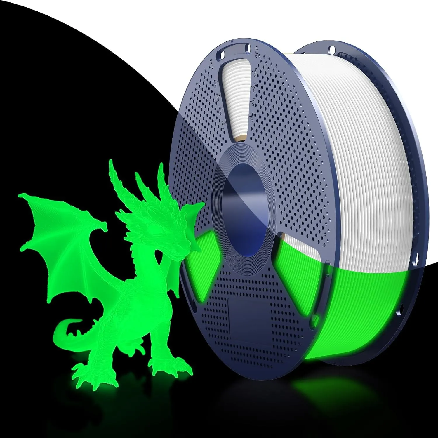 SUNLU PETG Glow in The Dark Filament 1.75 mm Weiß to Leuchtend Grün 1KG