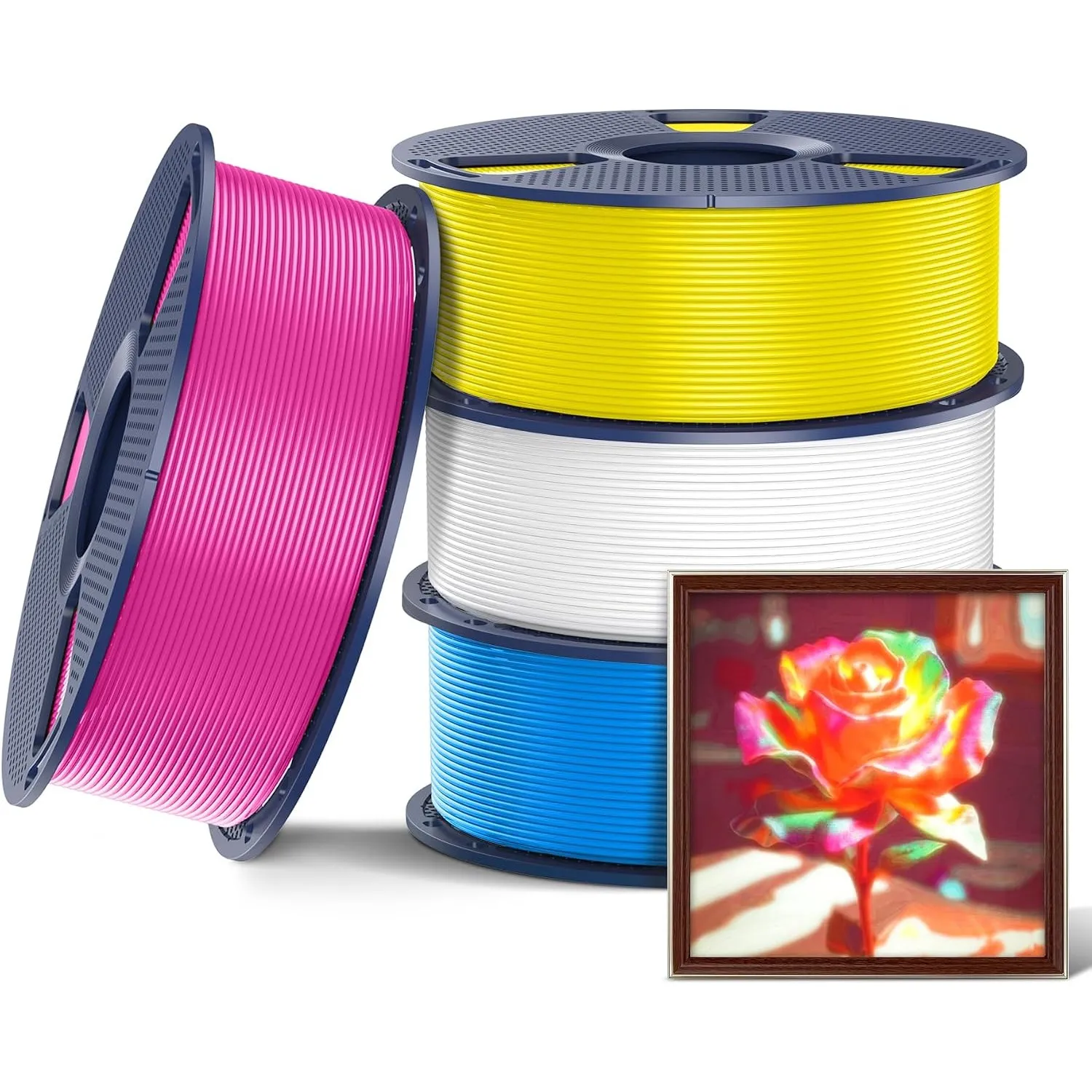 SUNLU 4KG CMYK Lithophane PETG Filament 1.75mm, Weiß+Cyan+Magenta+Gelb