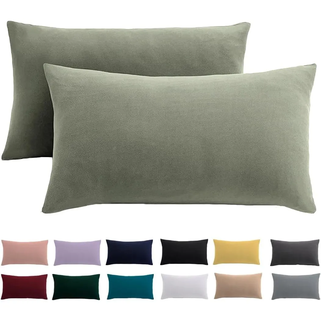 Kissenbezug 40x70 2er Set - Kopfkissenbezug 40 x 70 cm Salbeigrün Für Kissen 100% Mikrofaser Kissenhülle Bügelfrei & Kn…