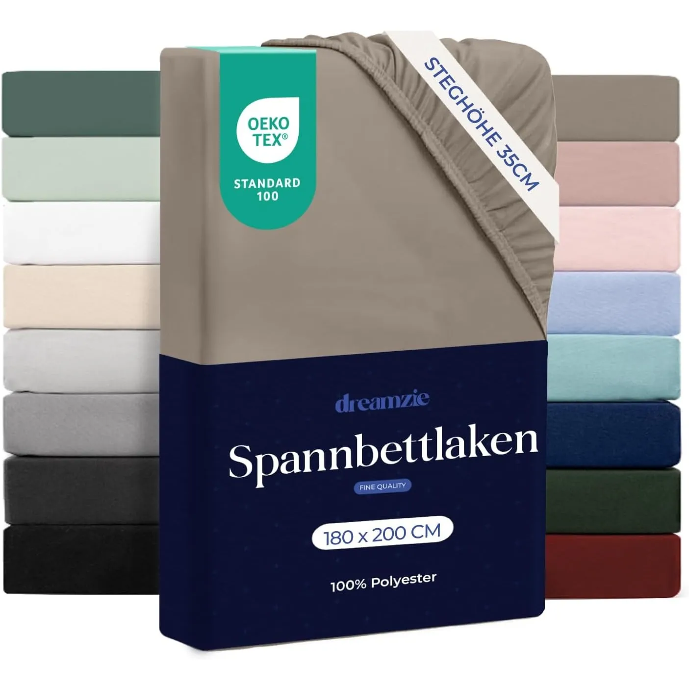 Dreamzie Spannbettlaken 180x200 cm - 100% Microfraser - Spannbetttuch für Dicke Matratzen bis zu 33 cm - Leinen - Schad…