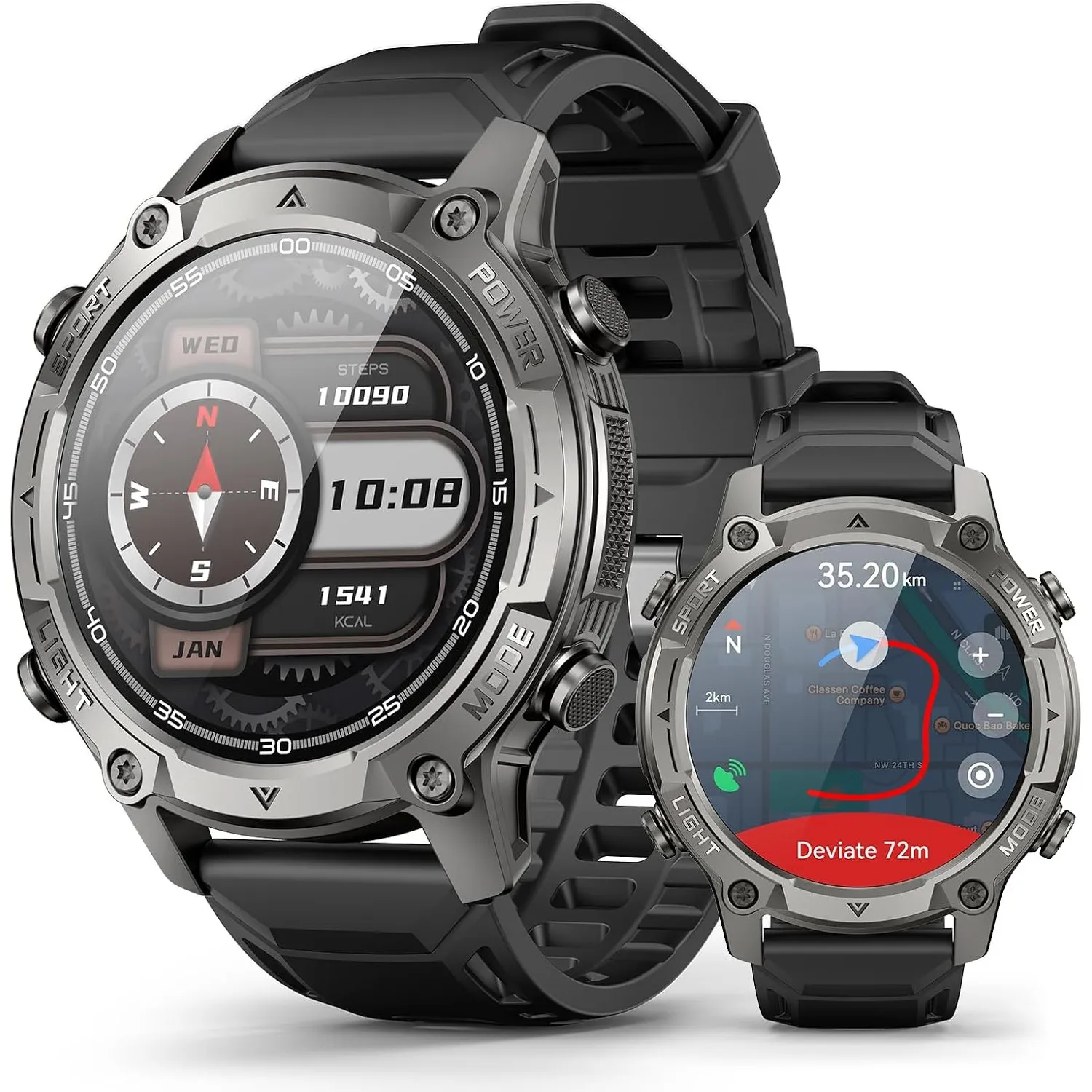 SOUYIE Smartwatch Herren mit GPS,Offline-Karten & 6-Satelliten-Navi, 5ATM Wasserdicht, 21 Tage Akku, KI-Sprachassistent…