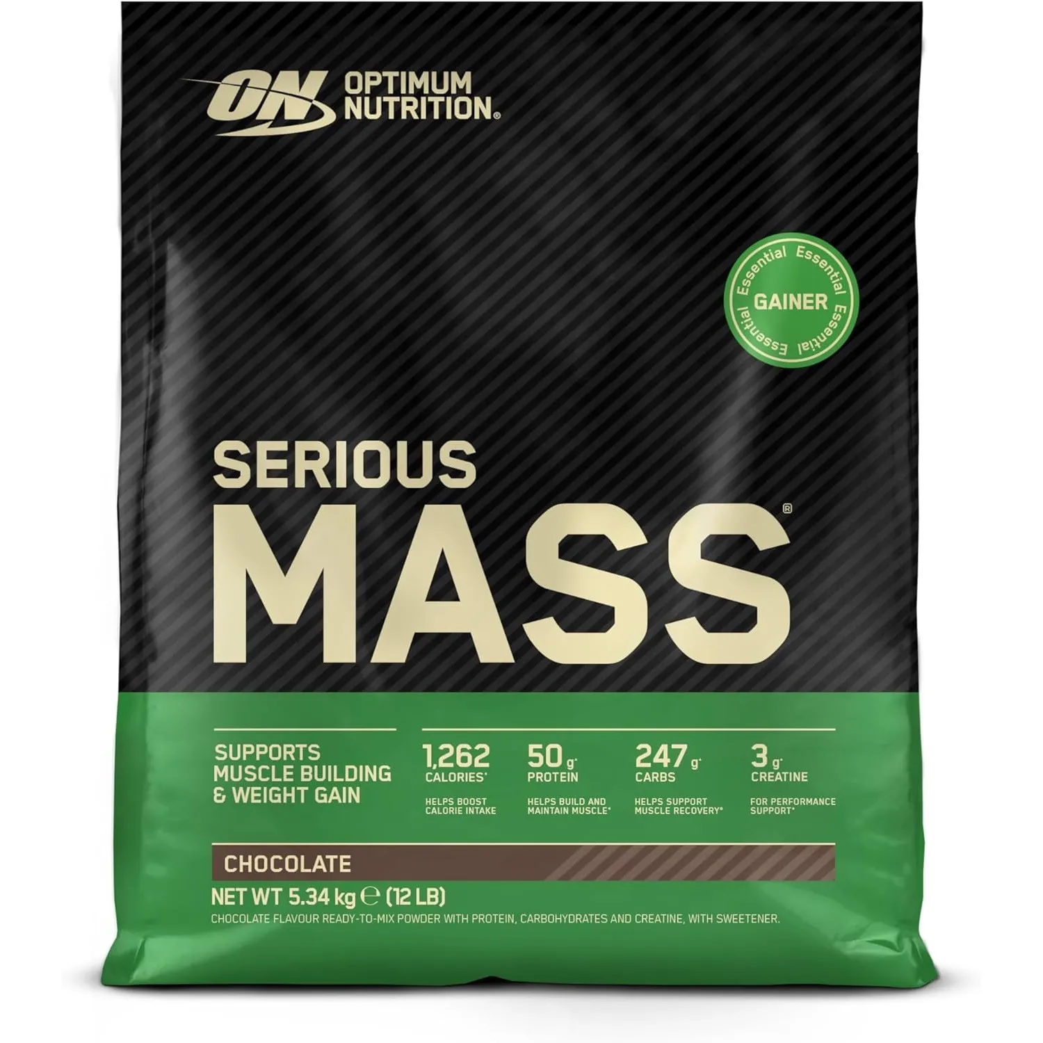 Optimum Nutrition Serious Mass 2025 Weight Gainer Pulver, Geschmack Schokolade, 5.34kg, 16 Portionen