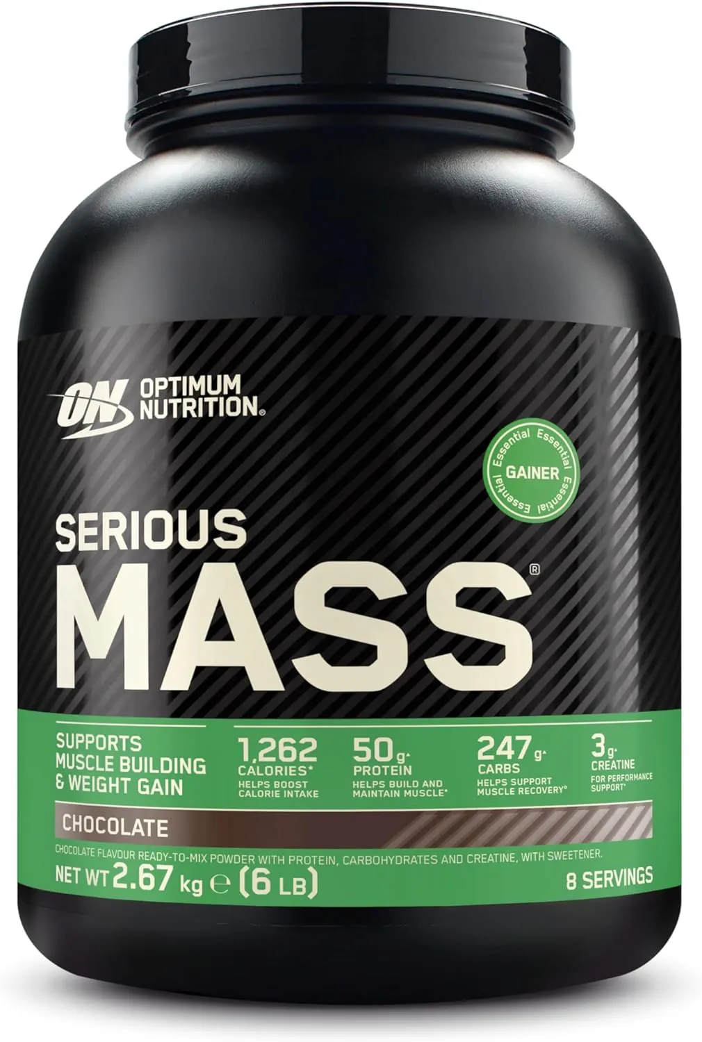 Optimum Nutrition Serious Mass 2025 Weight Gainer Pulver, Geschmack Schokolade, 2.66kg, 8 Portionen