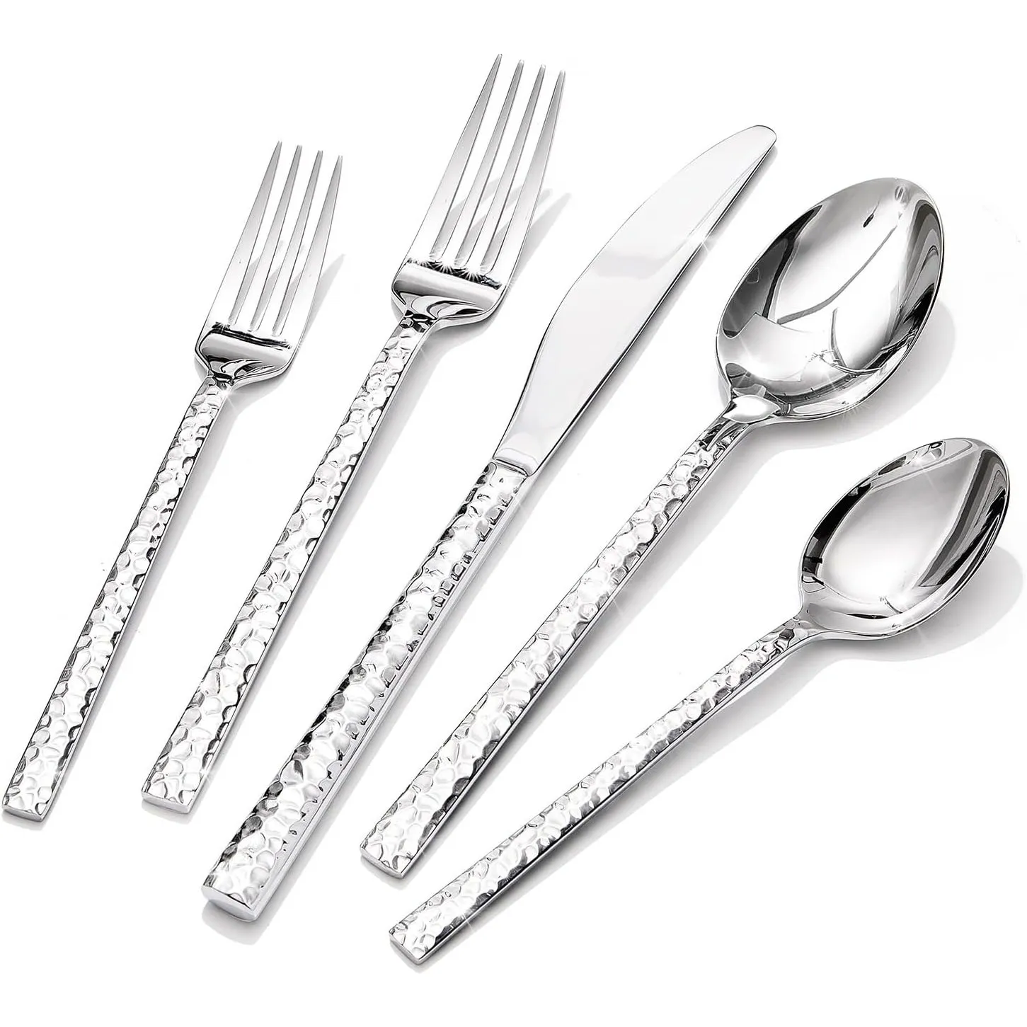 HIKAA Besteck Set 6 Personen aus Gehämmert, 18/10 Besteck 30-Teiliges