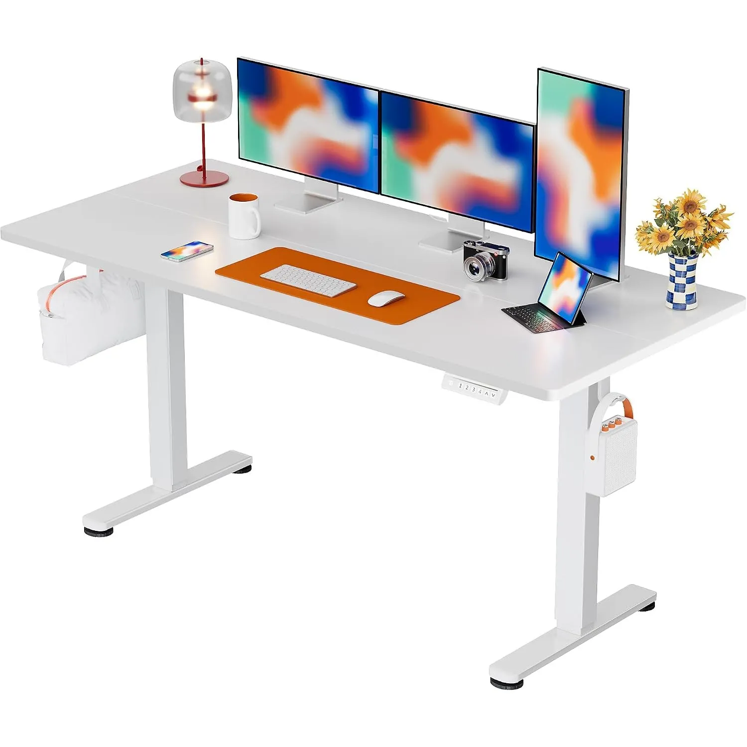 ErGear Höhenverstellbarer Schreibtisch 140x70cm 4-Speicher Geteilte Platte