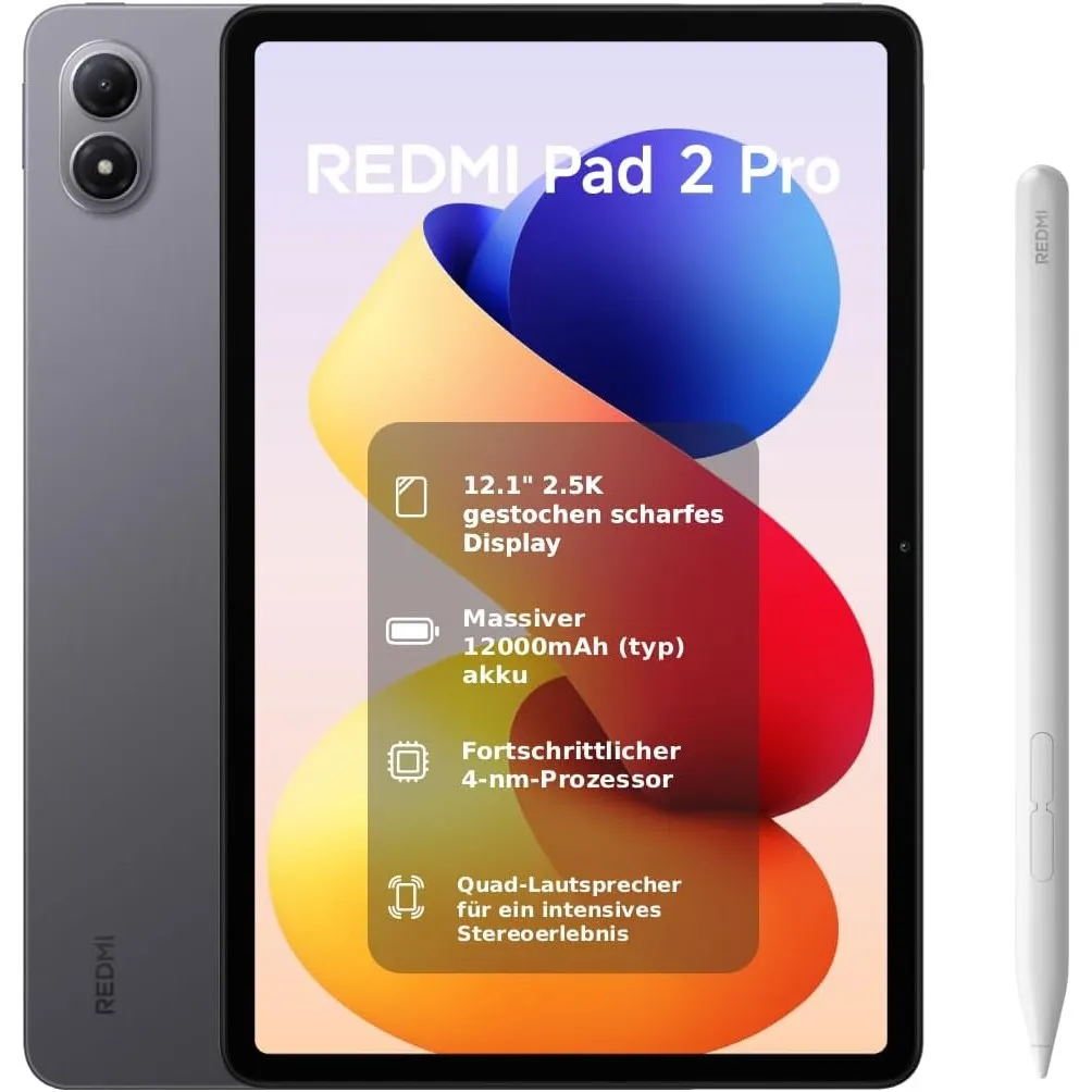 XIAOMI REDMI 2 Pro+Stift, 6+128GB,12,1", Riesiger 12.000mAh, Graphitgrau