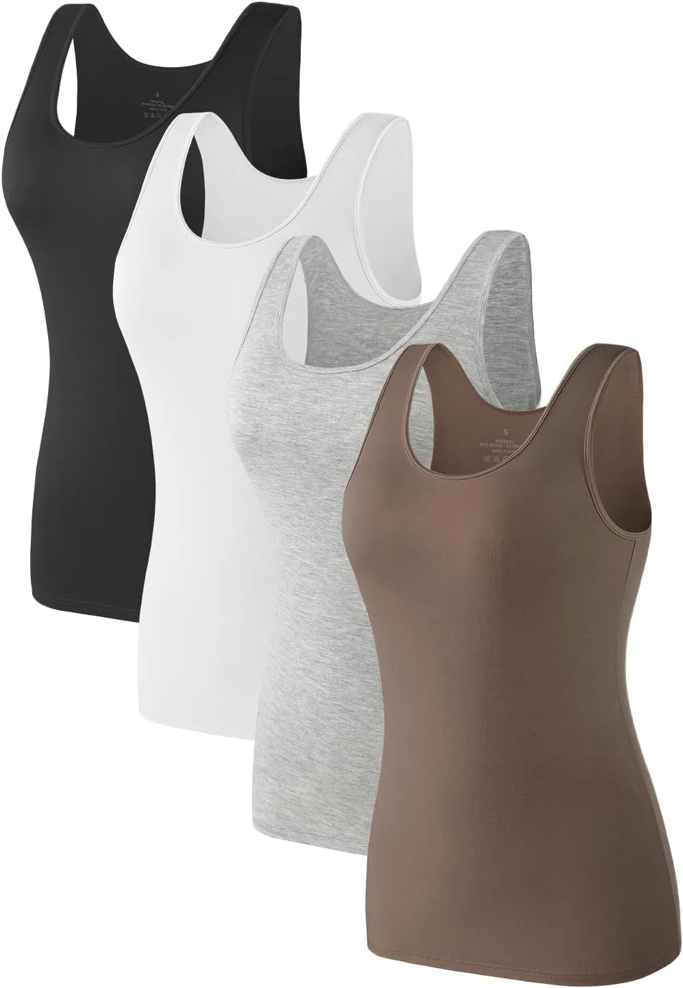 4pcs Tank Tops für Damen ärmelloses Unterhemden Schichtung Tanks