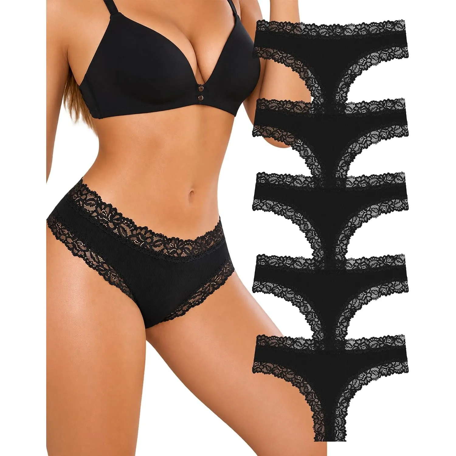 ALL OF SHE Unterhosen Damen Baumwolle Spitze Brazilian Baumwoll Unterwäsche