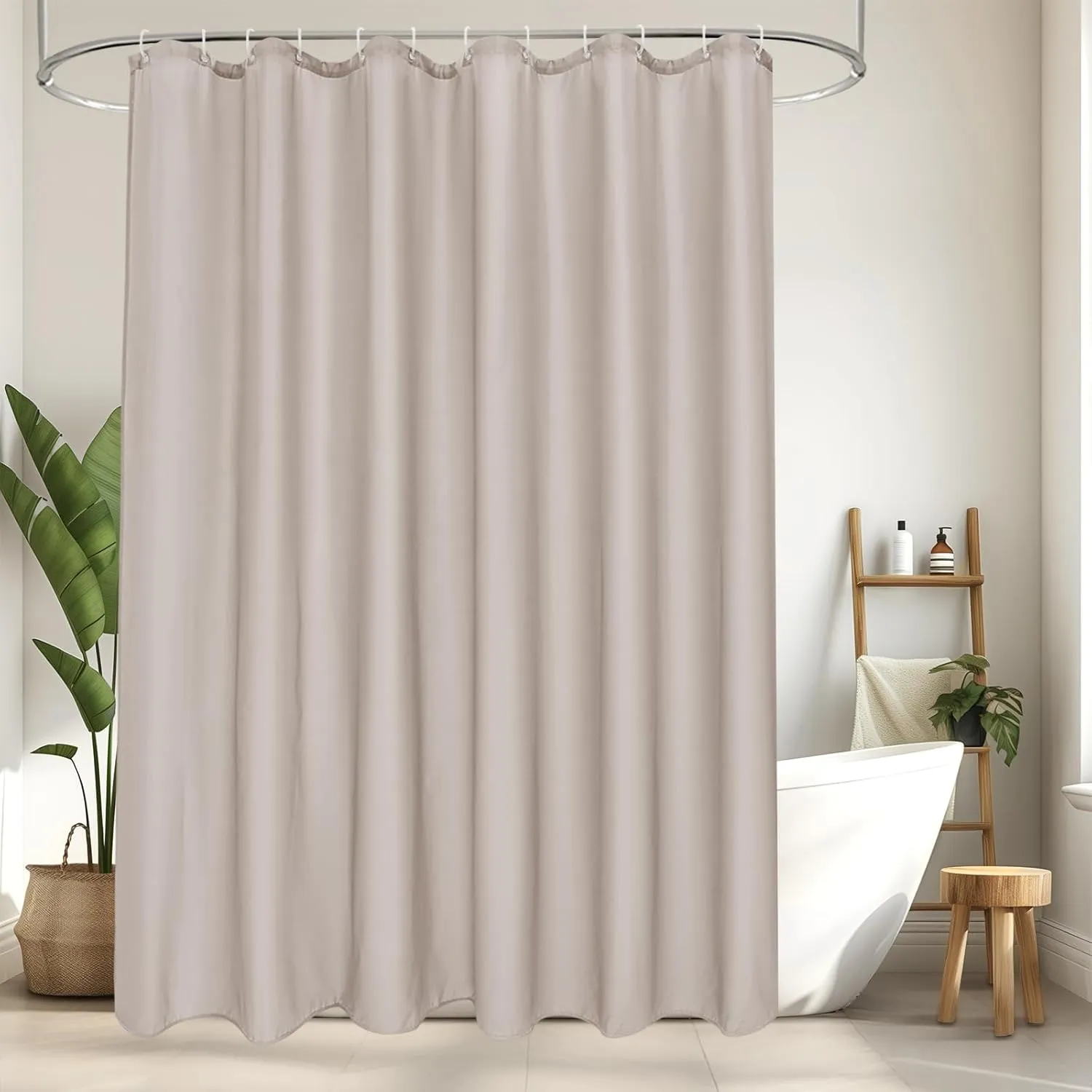 EurCross Duschvorhang 200x200 cm Wasserdicht Textil Stoff Duschvorhänge im Badezimmer für Badewanne, Sandfarben Anti Sc…