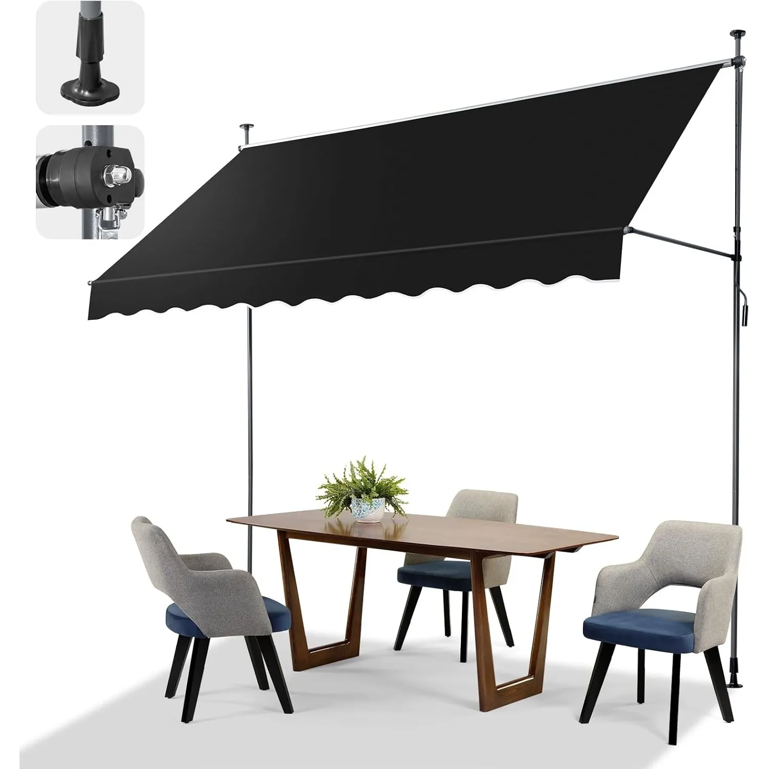 LEADZM Klemmmarkise 300 cm Breit,Balkon Markise ohne Bohren,Wasserdicht,Sonnenschutz,UV-beständig,Höhenverstellbar mit …