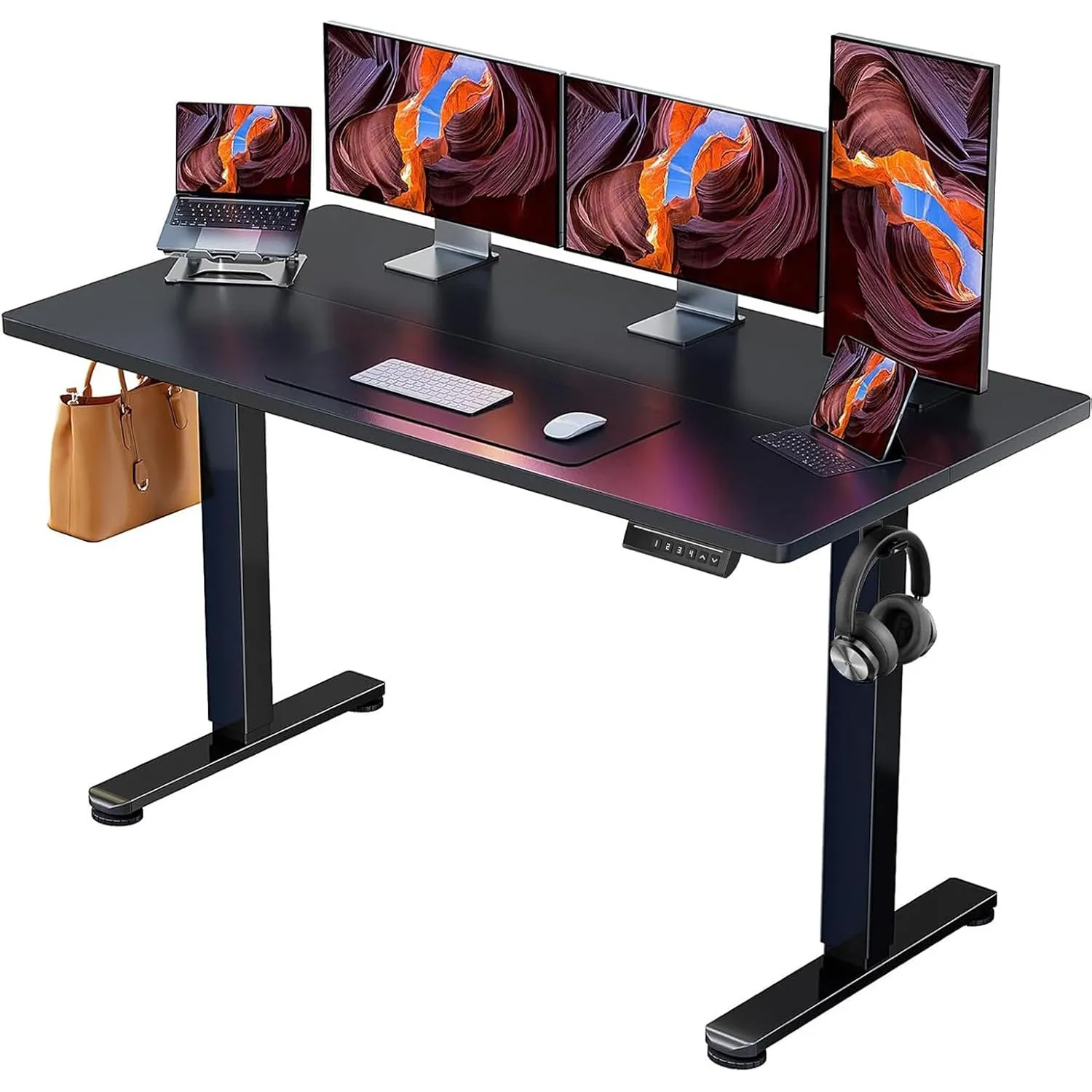 ErGear Höhenverstellbarer Schreibtisch 140x70cm 4-Speicher Geteilte Platte