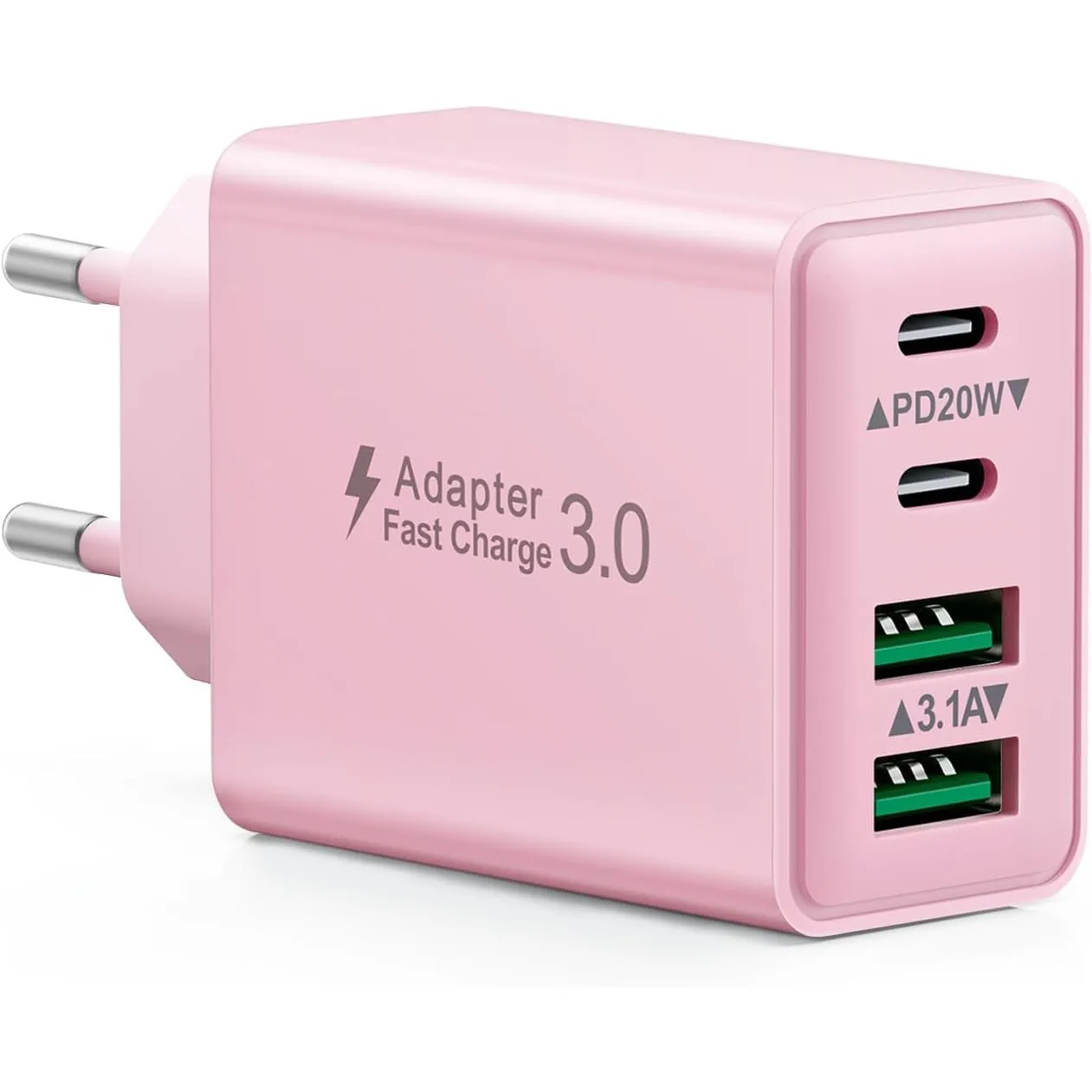USB C Ladegerät, 40W 4 Ports Stecker USBC Fast Charger, Mehrfach Ladegerät mit PD Power Adapter+QC Schnellladegerät USB…