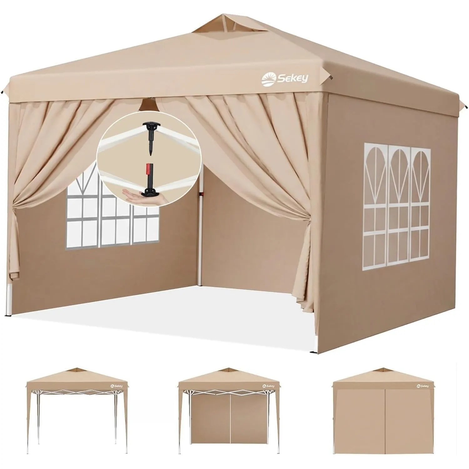 Sekey Designer Serie | Pop Up Pavillon 3x3 Wasserdicht mit 4 Seitenwänden