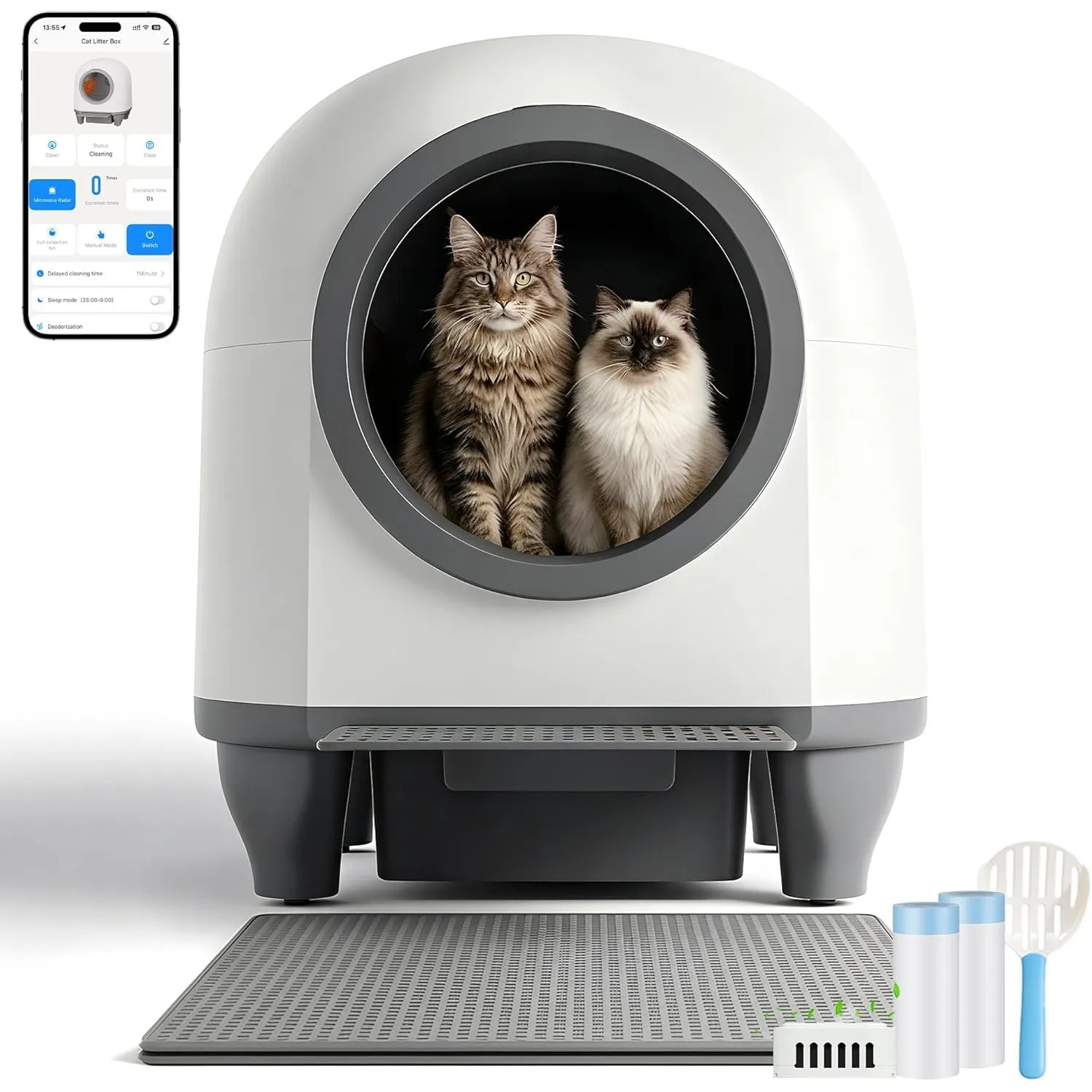 Devoko 90L Automatisches Katzenklo, Katzentoilette für Mehrkatzenfamilien