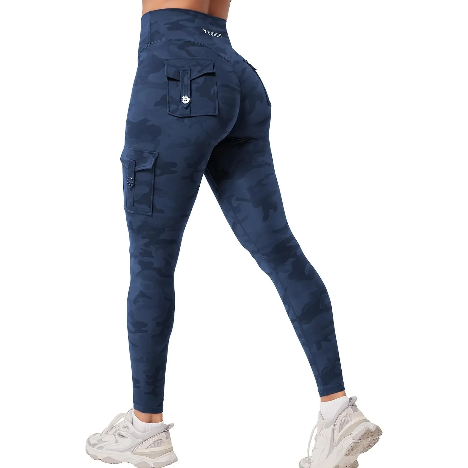 YEOREO CoreFlex Sport Legging Damen Mit Taschen Invisible Scrunch Legging