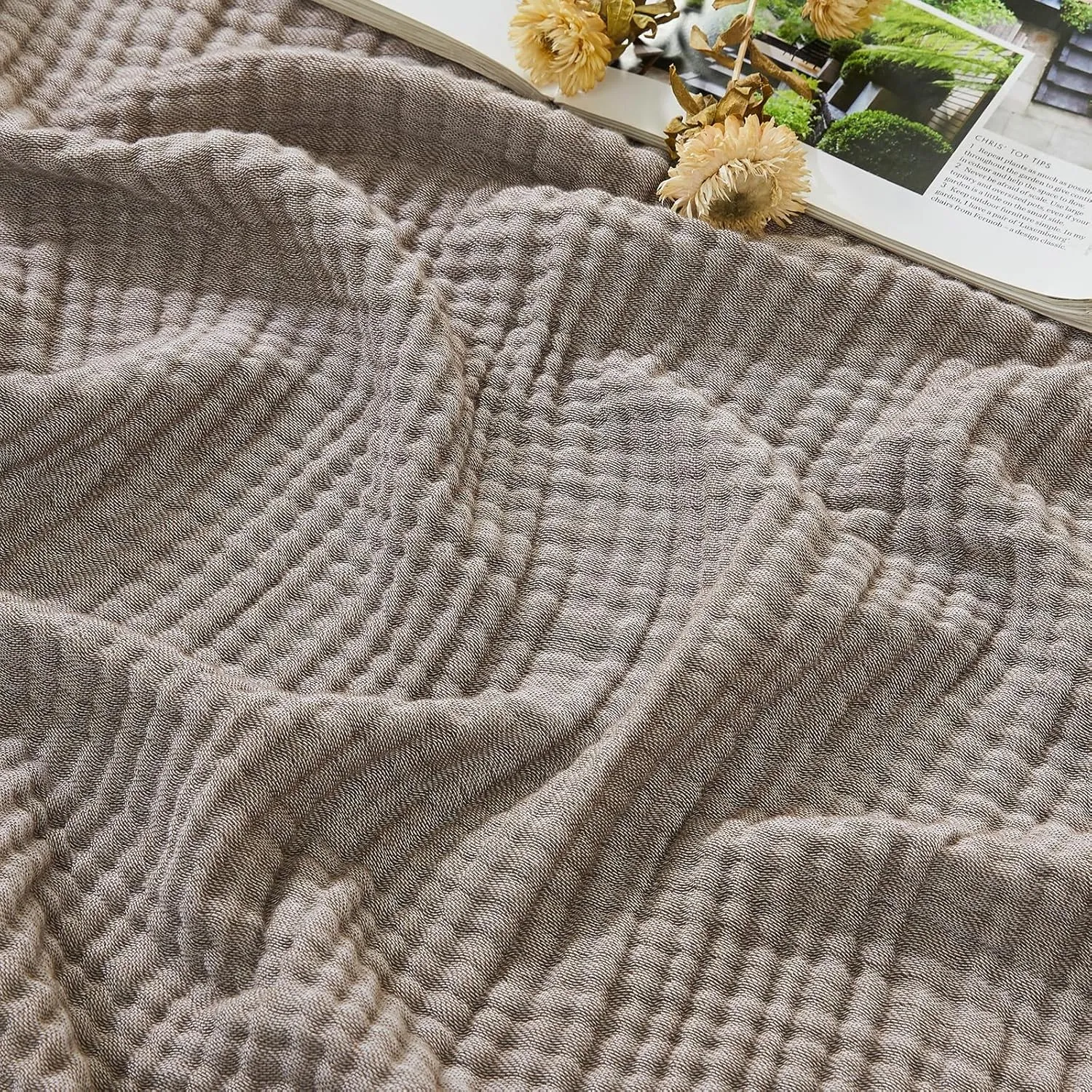 EMME Musselin Decke 127x177 cm – 4-Lagen Melange-Gewebe, Oeko-TEX 100, 100% Baumwolle, Weiche Sommerdecke & Kuscheldeck…