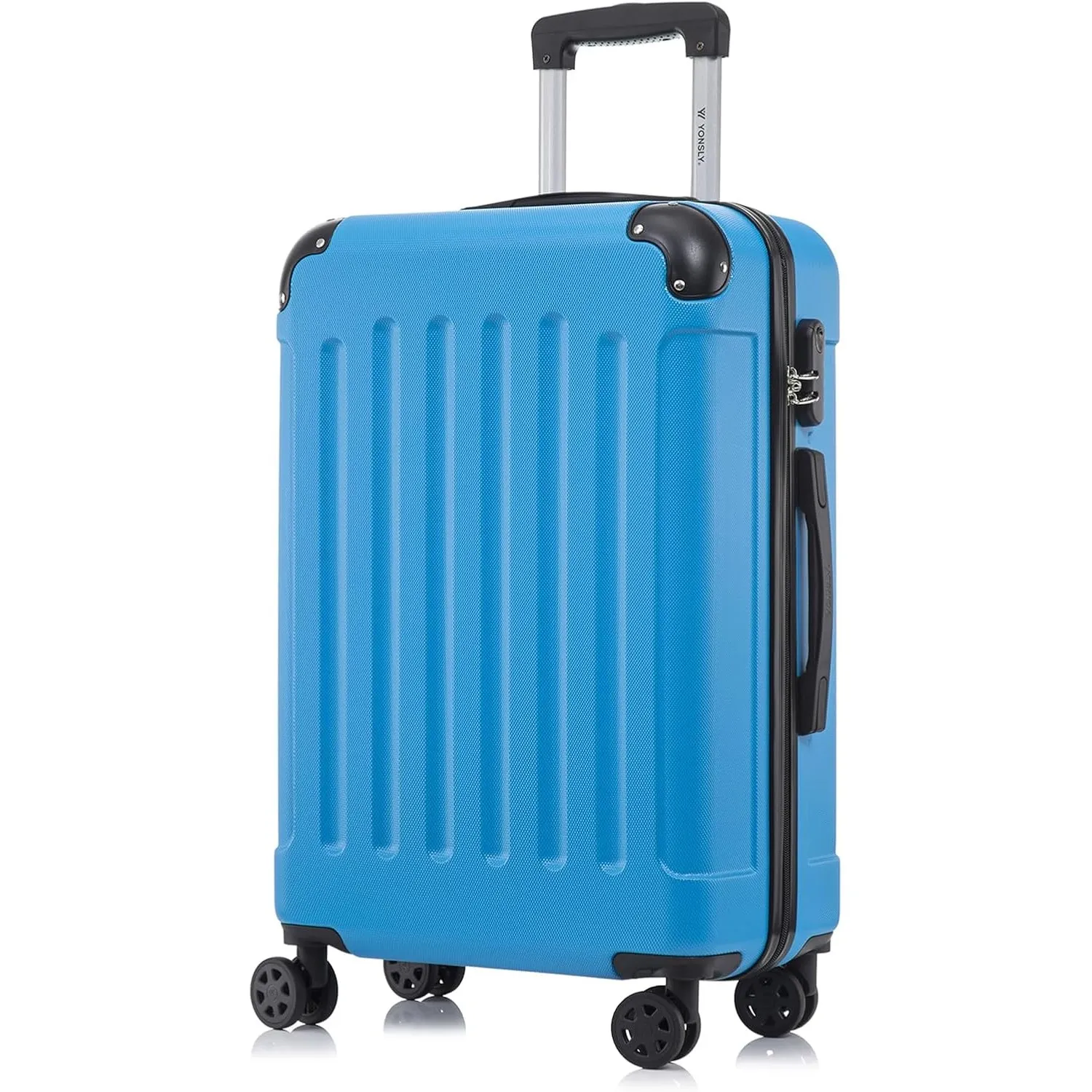 Koffer Suitcase L Blau, Trolley Reisekoffer, Rollkoffer Handgepäck mit 4 Rollen 360°, Hartschalenreisekoffer, Zahlensch…
